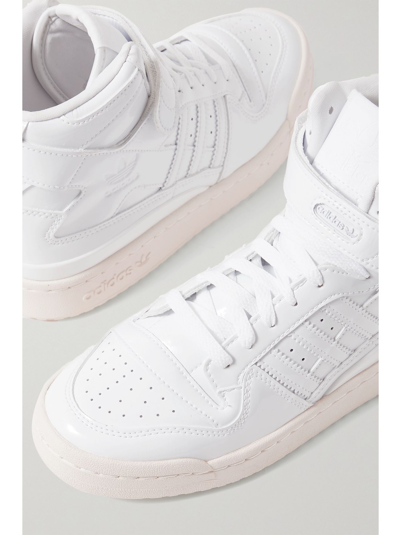 Off-white Forum 84 smooth and patent-leather high-top sneakers | ADIDAS ORIGINALS | NET-A-PORTER