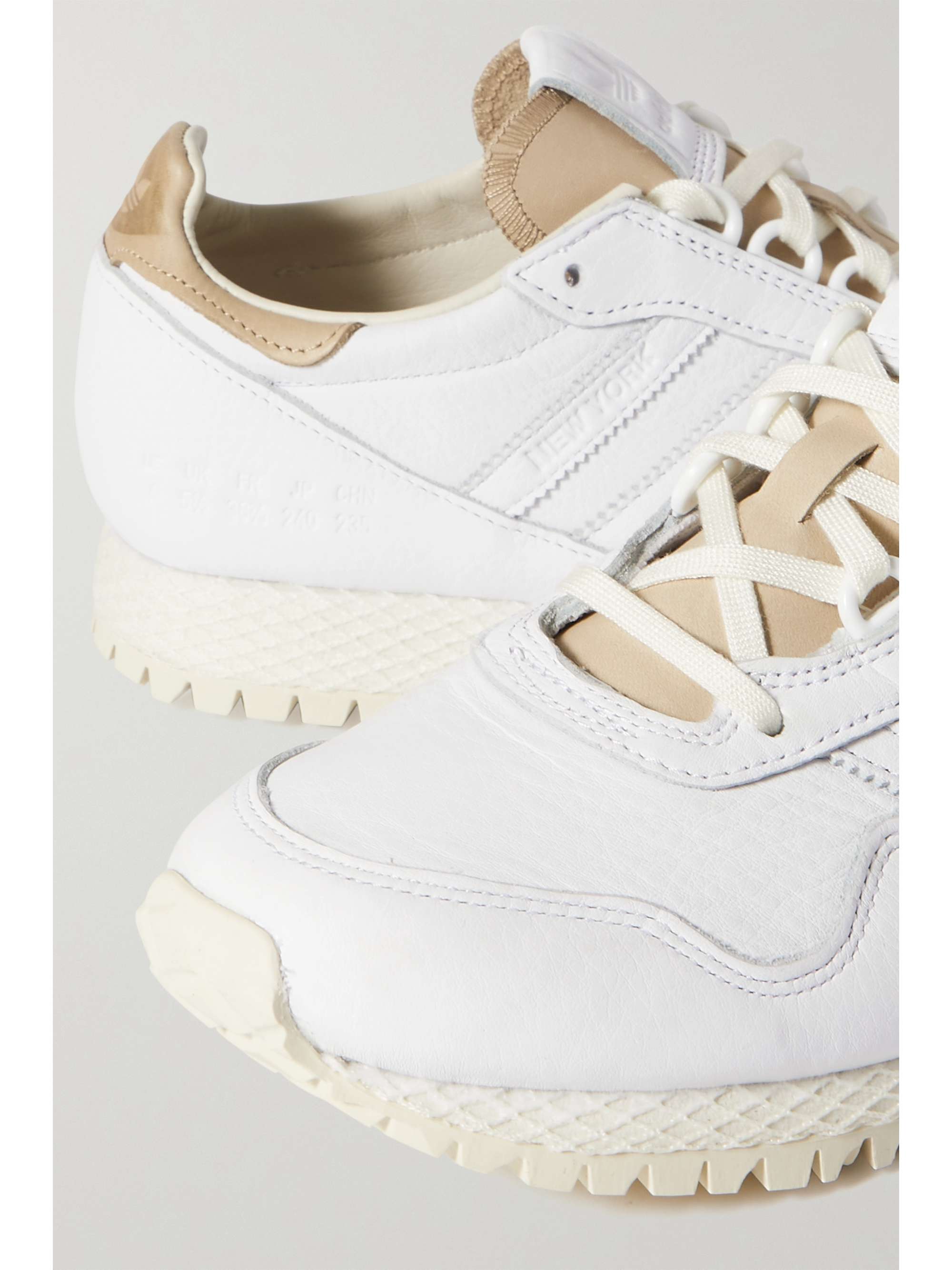 White + NET SUSTAIN New York embossed textured-leather sneakers | ADIDAS  ORIGINALS | NET-A-PORTER