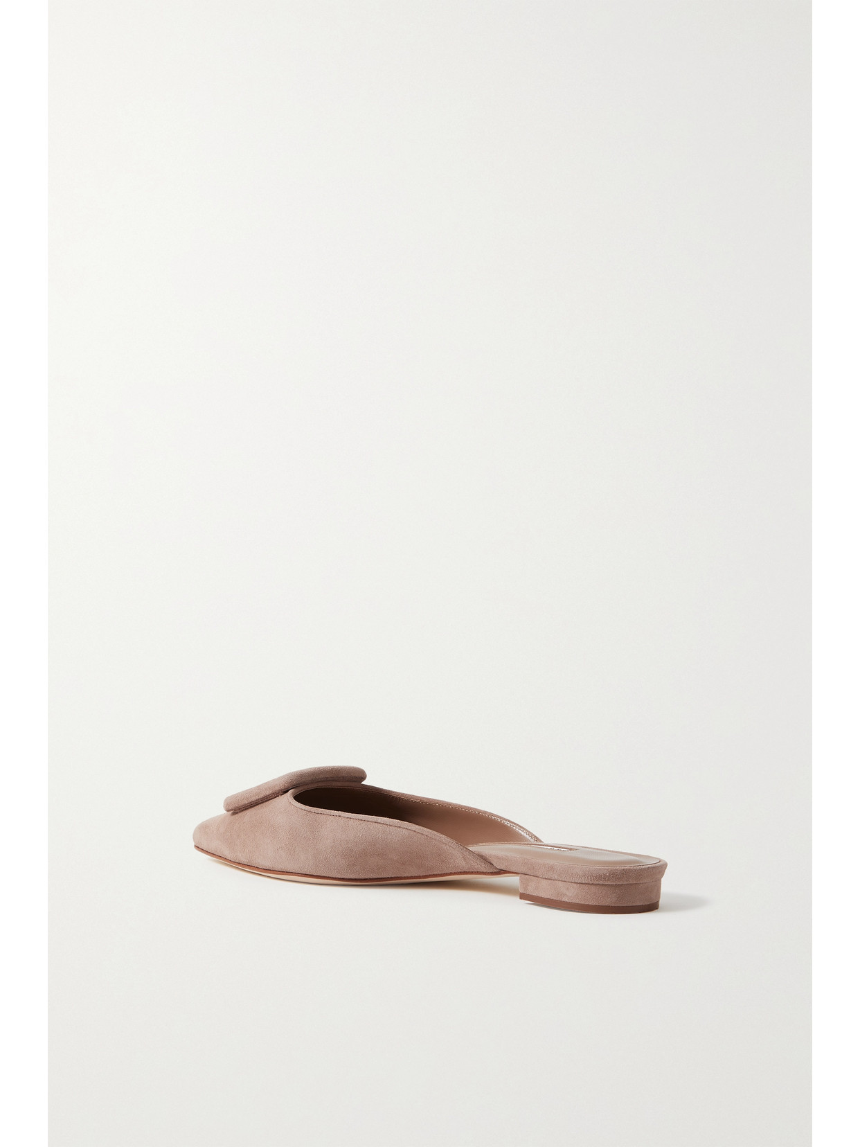 Manolo Blahnik Maysale Buckled Suede Point-toe Flats In Tan