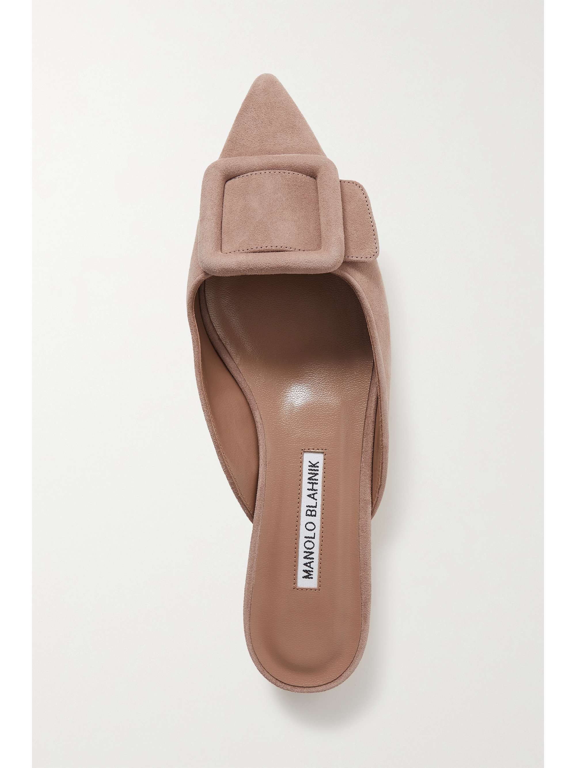 MANOLO BLAHNIK Maysale buckled suede point-toe flats