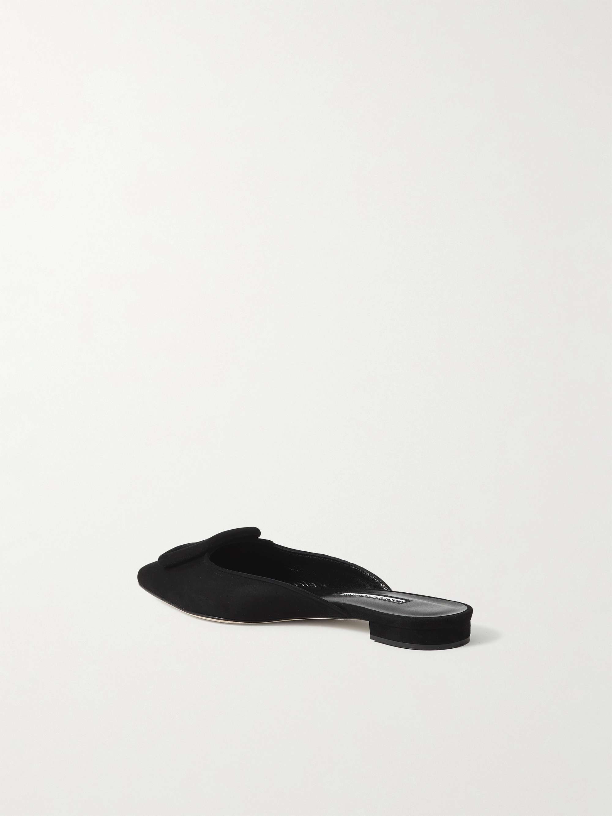 MANOLO BLAHNIK Maysale buckled suede point-toe flats