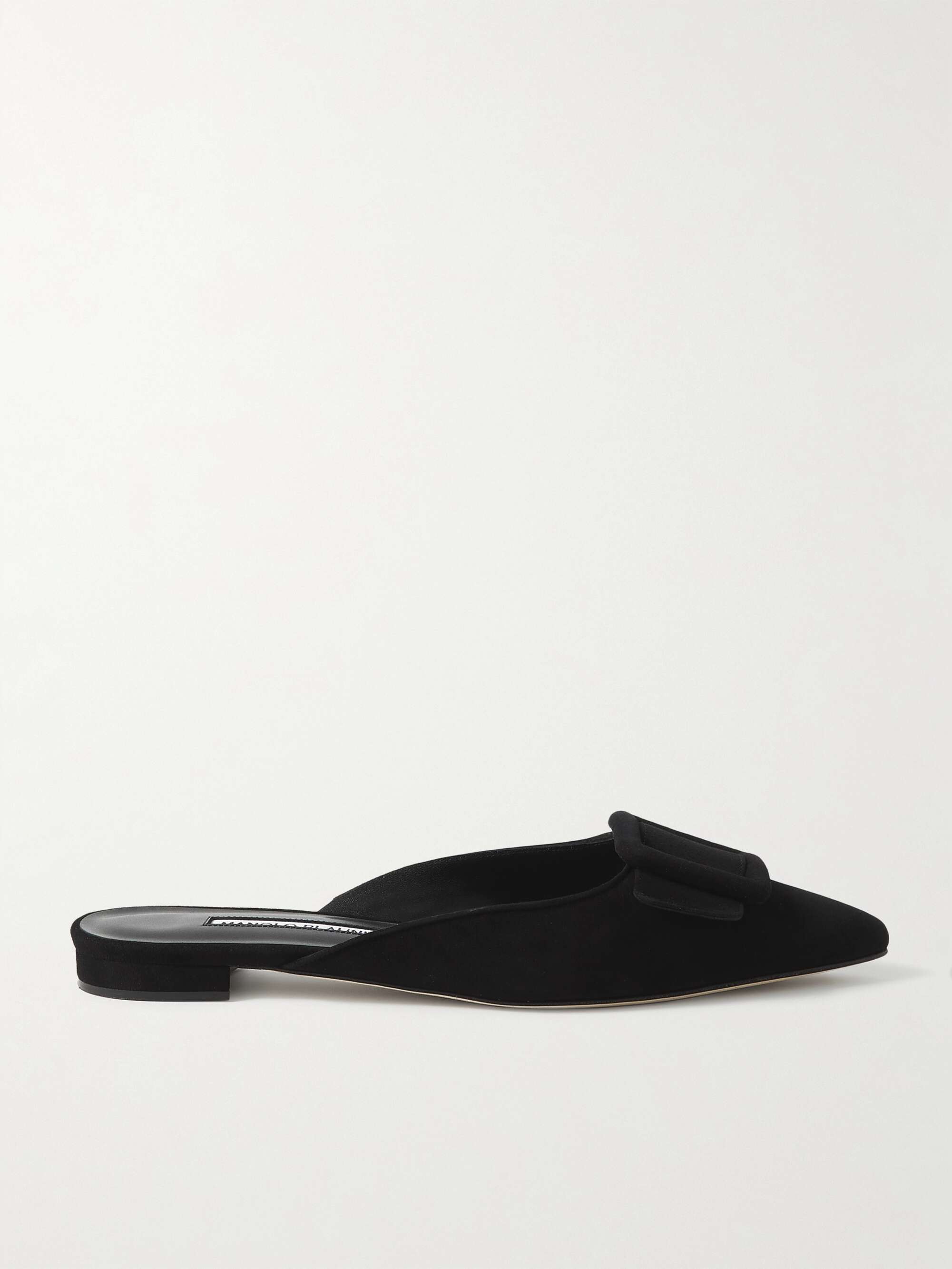 ブラック Maysale 50 クロコ風レザー ポインテッドトゥパンプス スエードトリム バックル付き | MANOLO BLAHNIK |  NET-A-PORTER