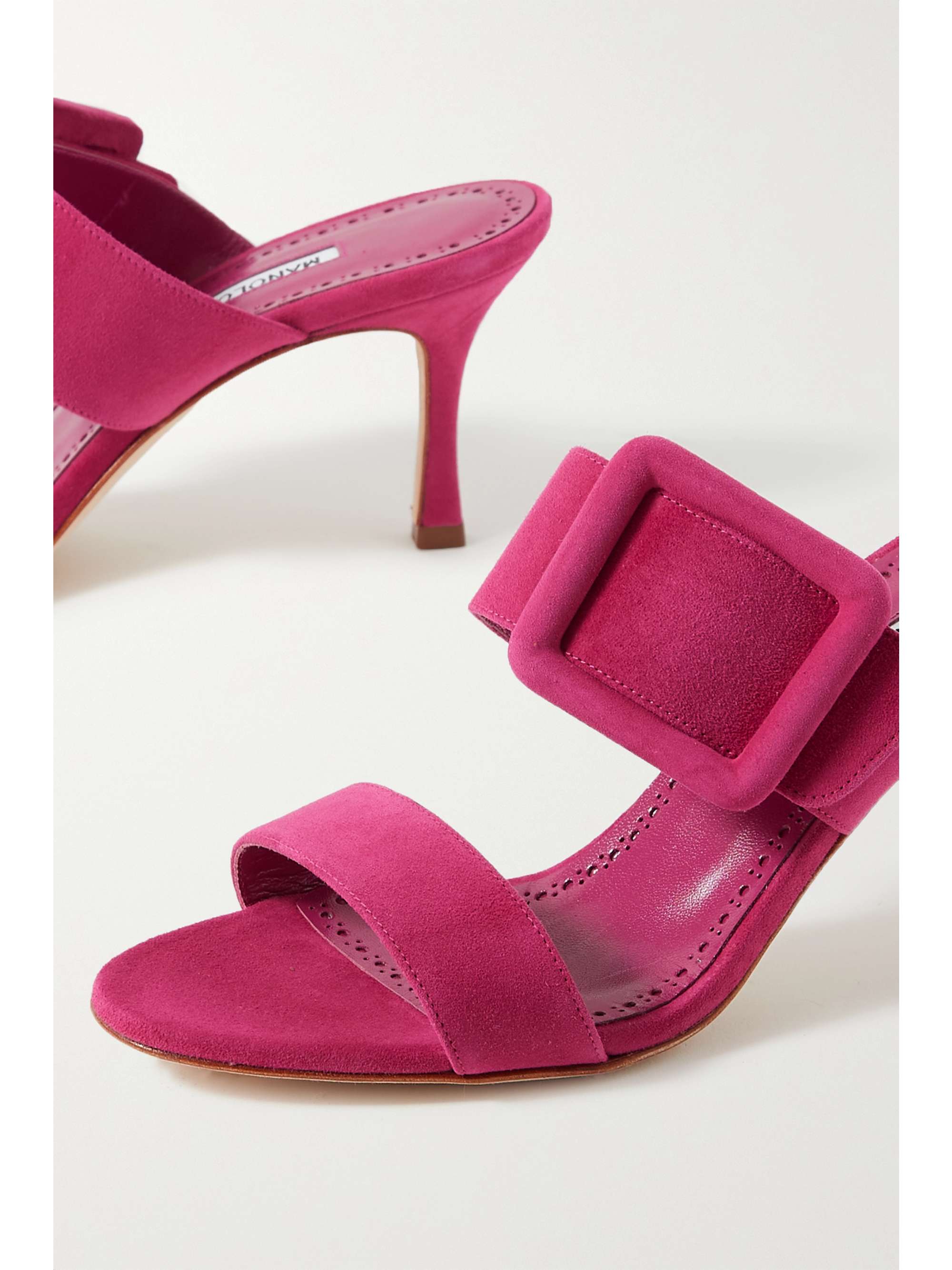 MANOLO BLAHNIK Gable 50 buckled suede mules | NET-A-PORTER