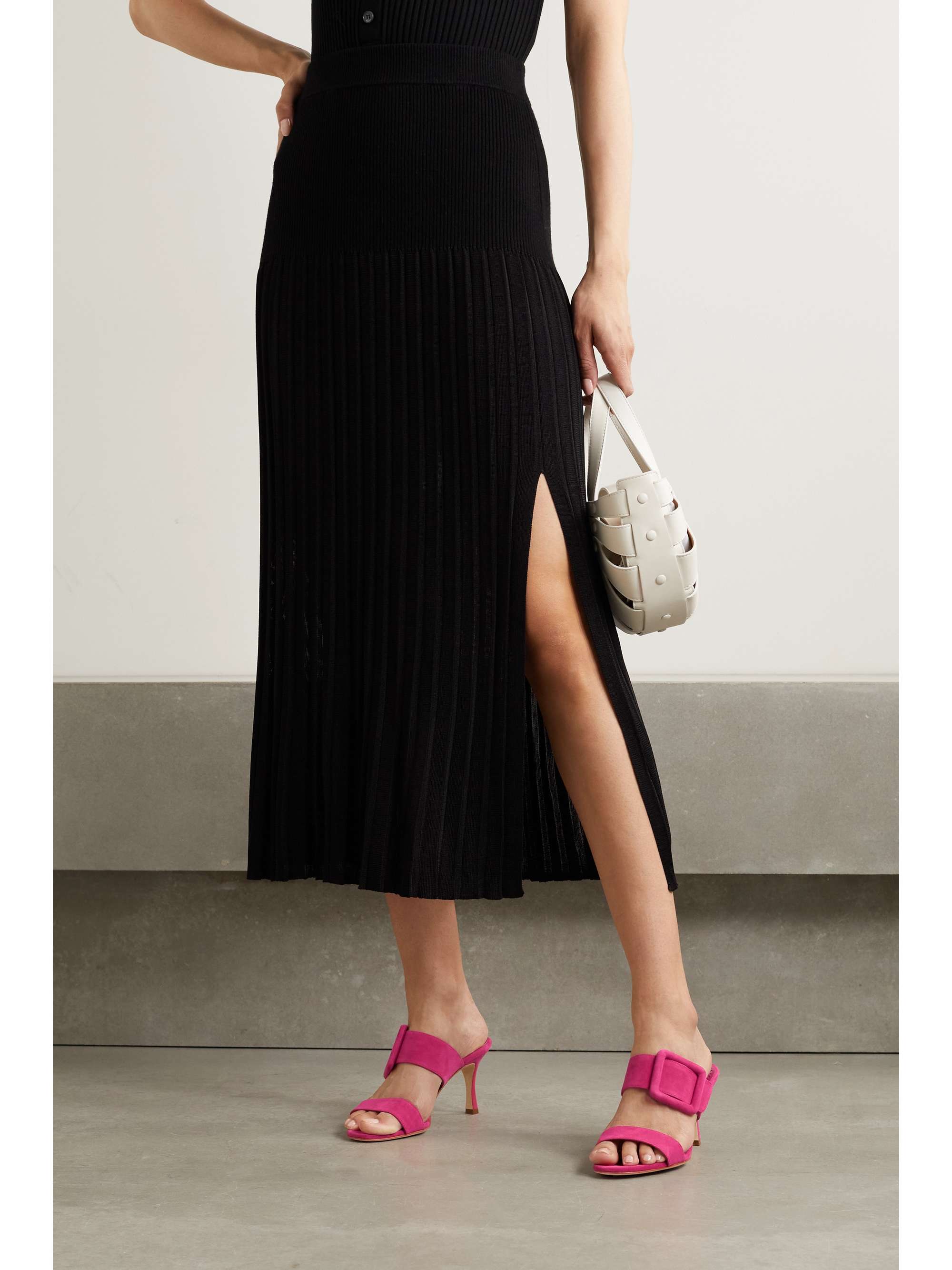 MANOLO BLAHNIK Gable 70 buckled suede mules