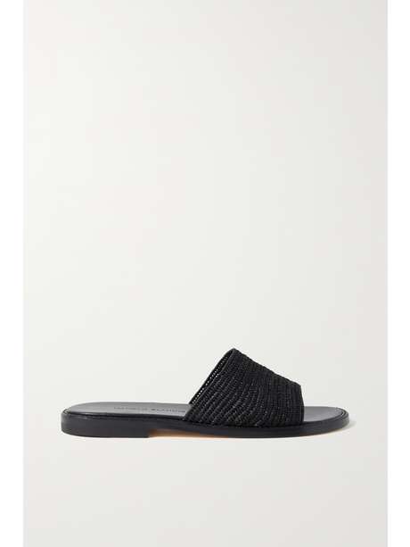manolo blahnik safina raffia slide sandals