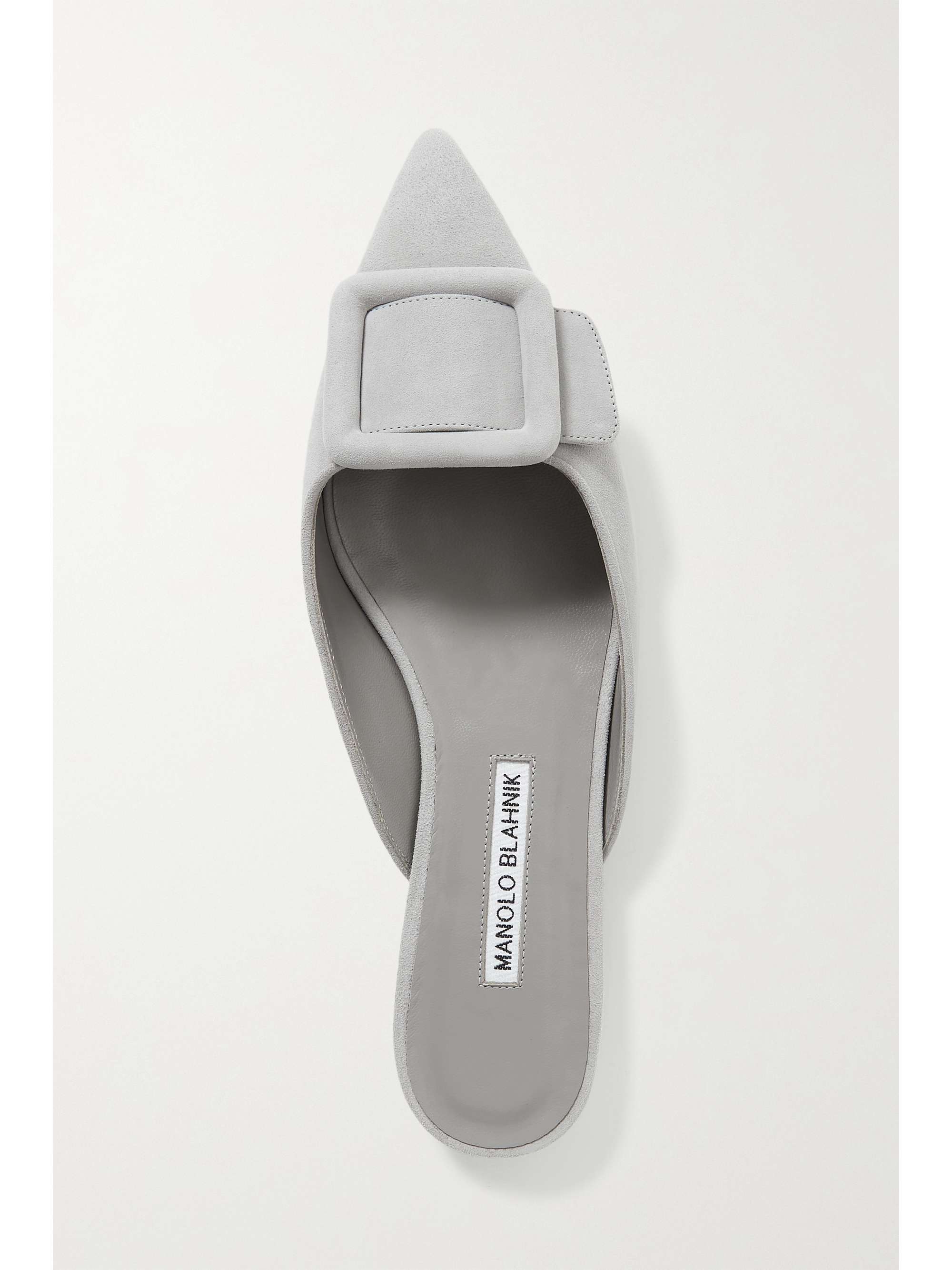 MANOLO BLAHNIK Maysale buckled suede point-toe flats