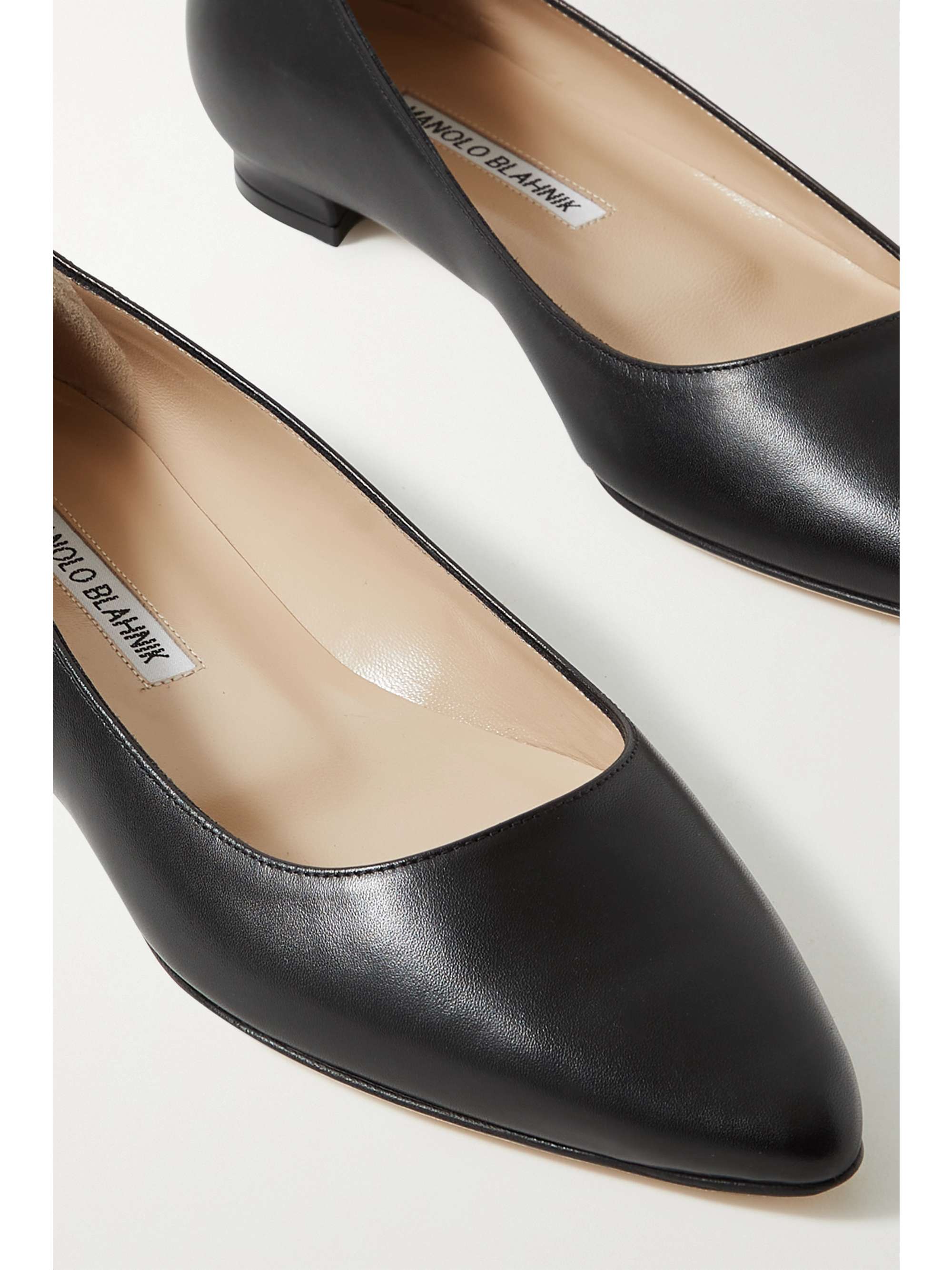 MANOLO BLAHNIK Titto leather point-toe flats