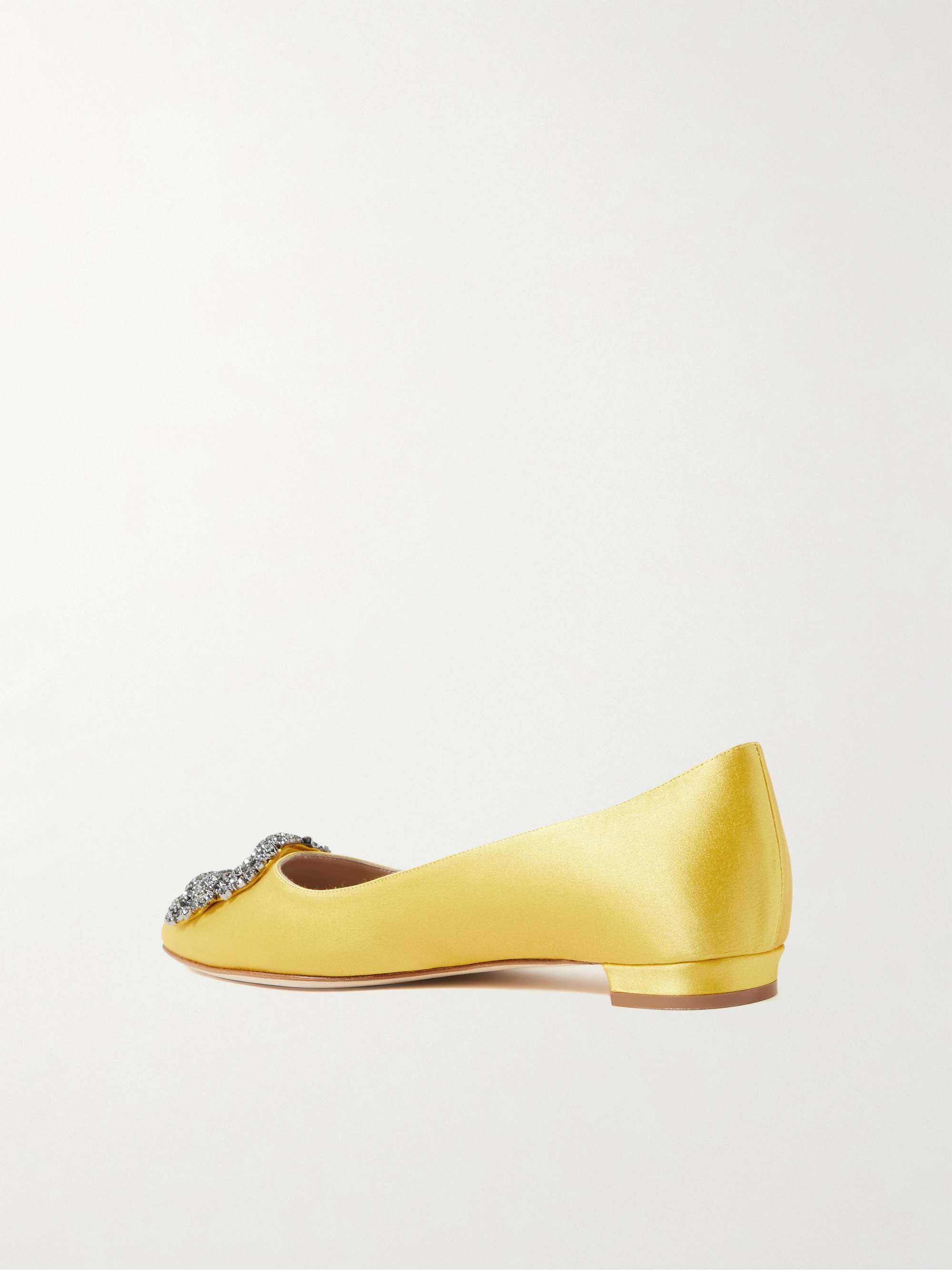 MANOLO BLAHNIK Hangisi embellished satin point-toe flats