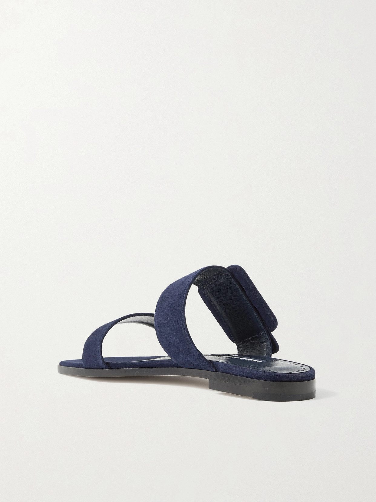 Shop Manolo Blahnik Tituba Buckled Suede Sandals In Navy