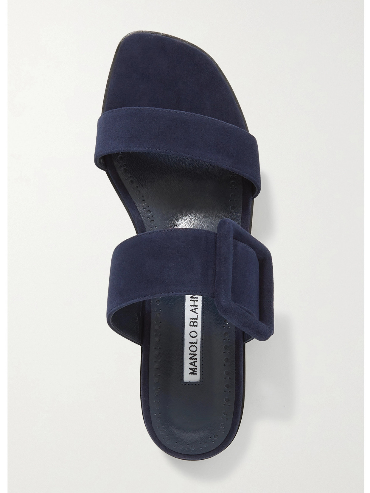 Shop Manolo Blahnik Tituba Buckled Suede Sandals In Navy