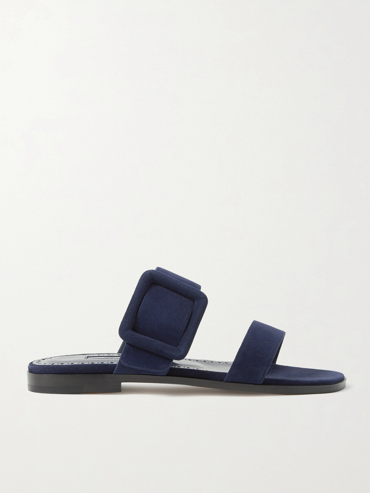 Shop Manolo Blahnik Tituba Buckled Suede Sandals In Navy