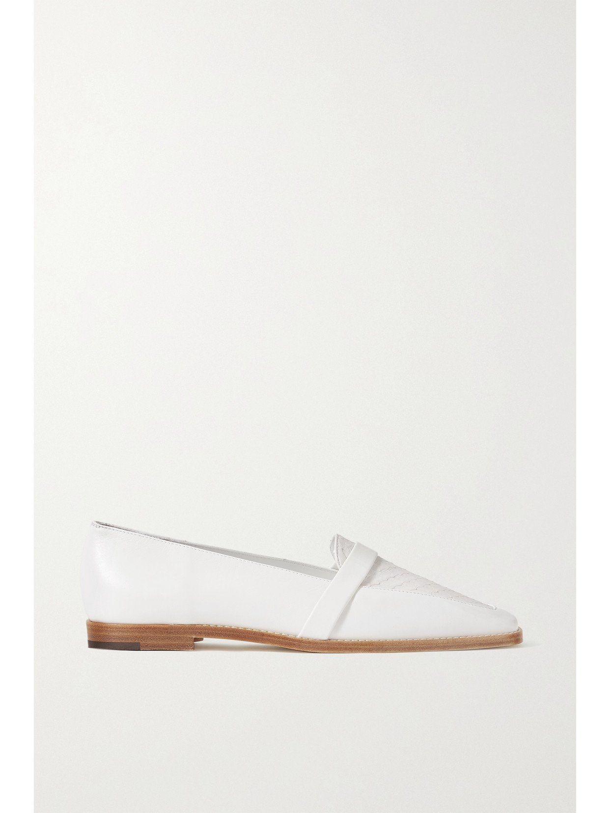 Manolo Blahnik - Hydruloa Leather And Watersnake Loafers - White