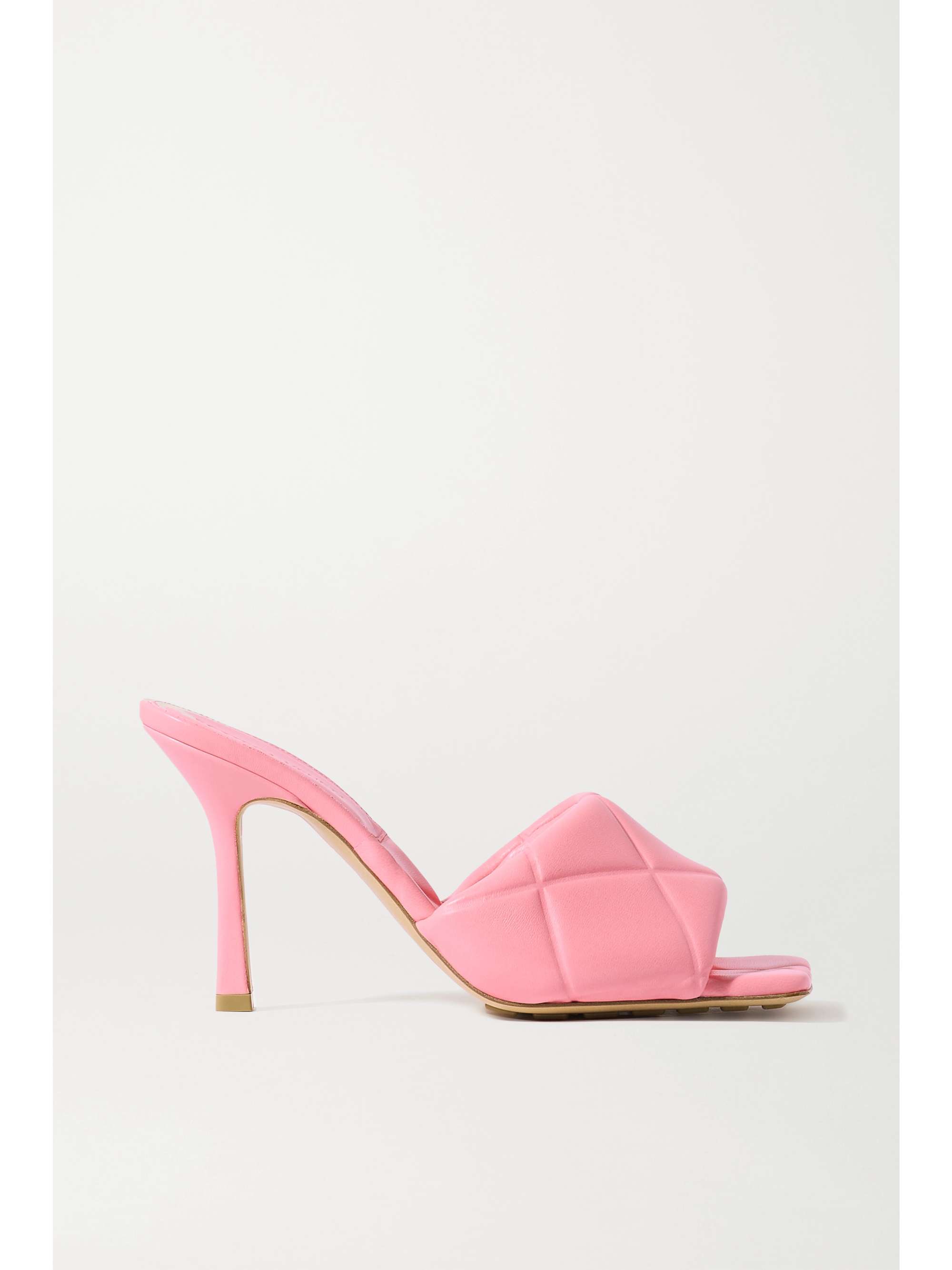 Baby Pink Rubber Lido Debossed Leather Mules Bottega Veneta Net A Porter