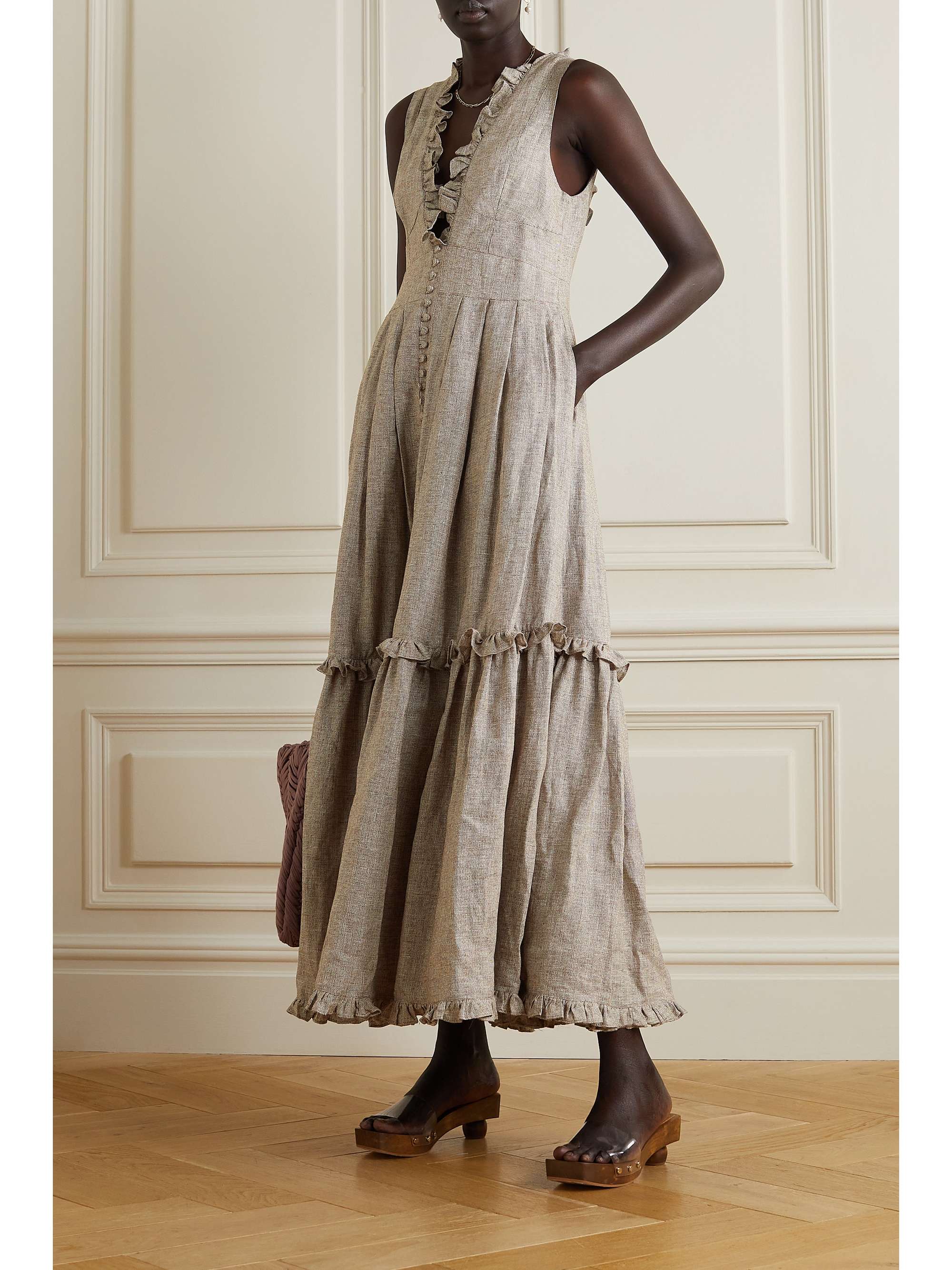 Light gray Juliet tiered ruffled linen 