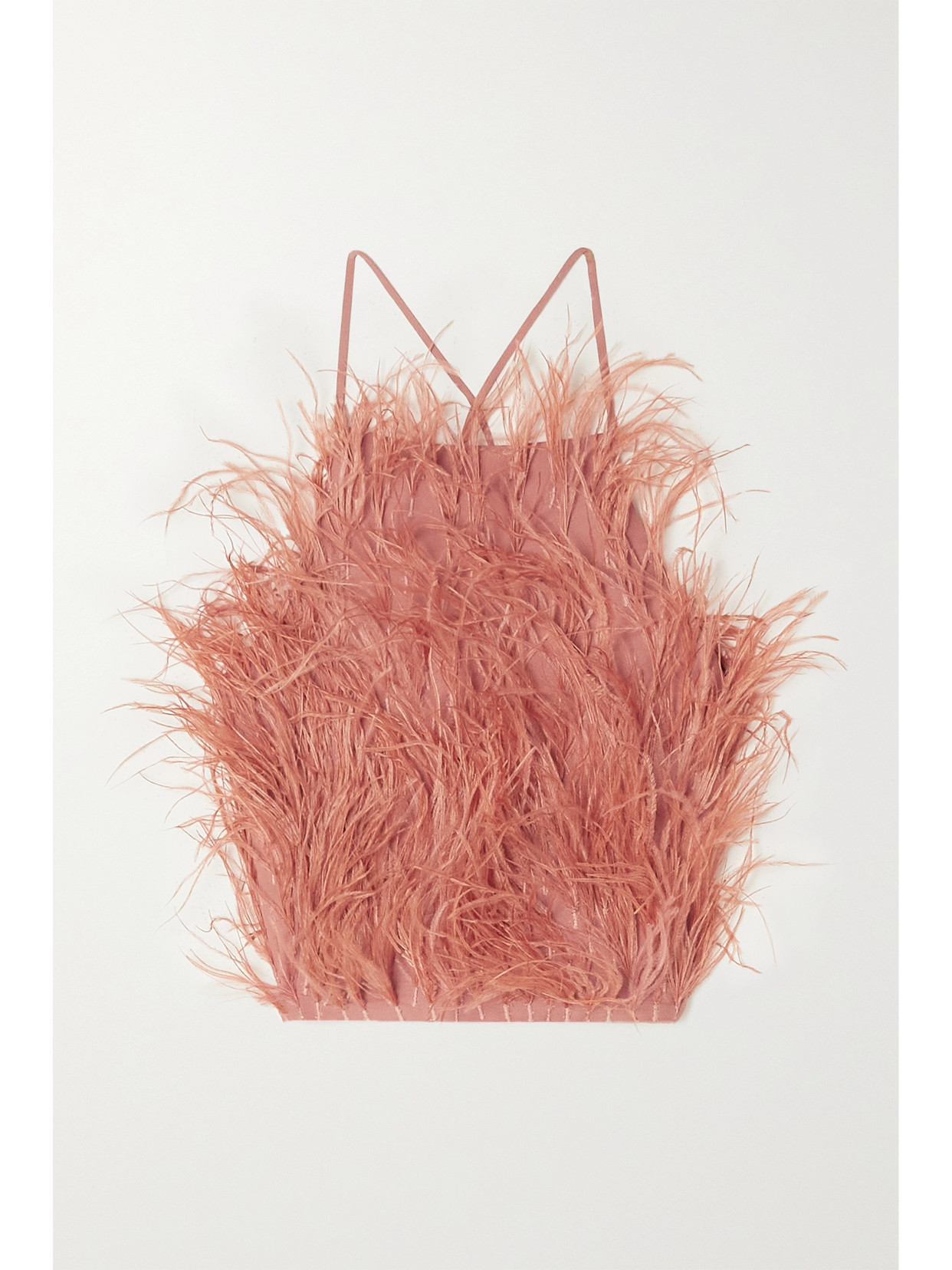 CULT GAIA JOEY OPEN-BACK FEATHER AND CREPE DE CHINE TOP