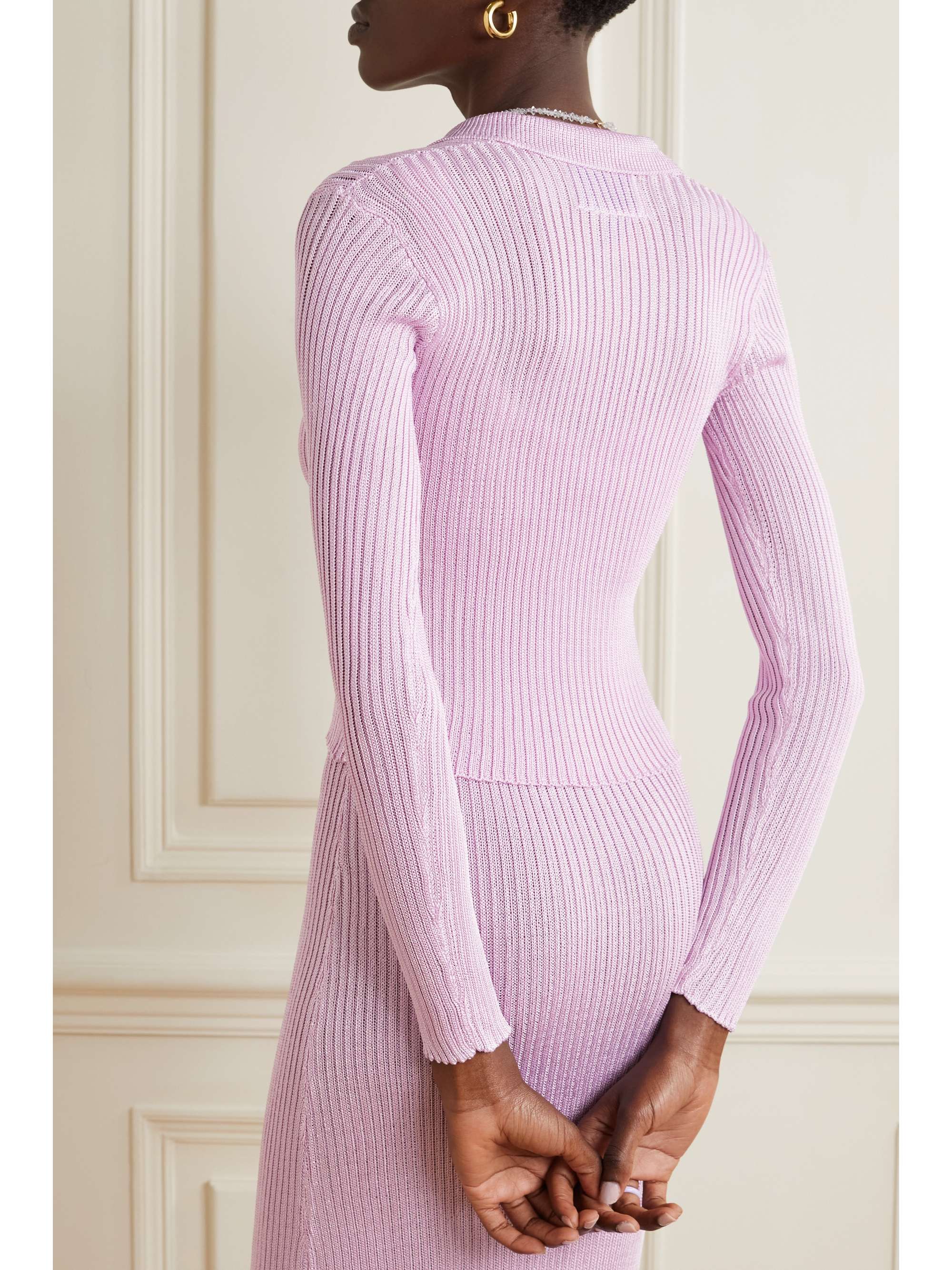 CALLE DEL MAR Cropped ribbed-knit cardigan