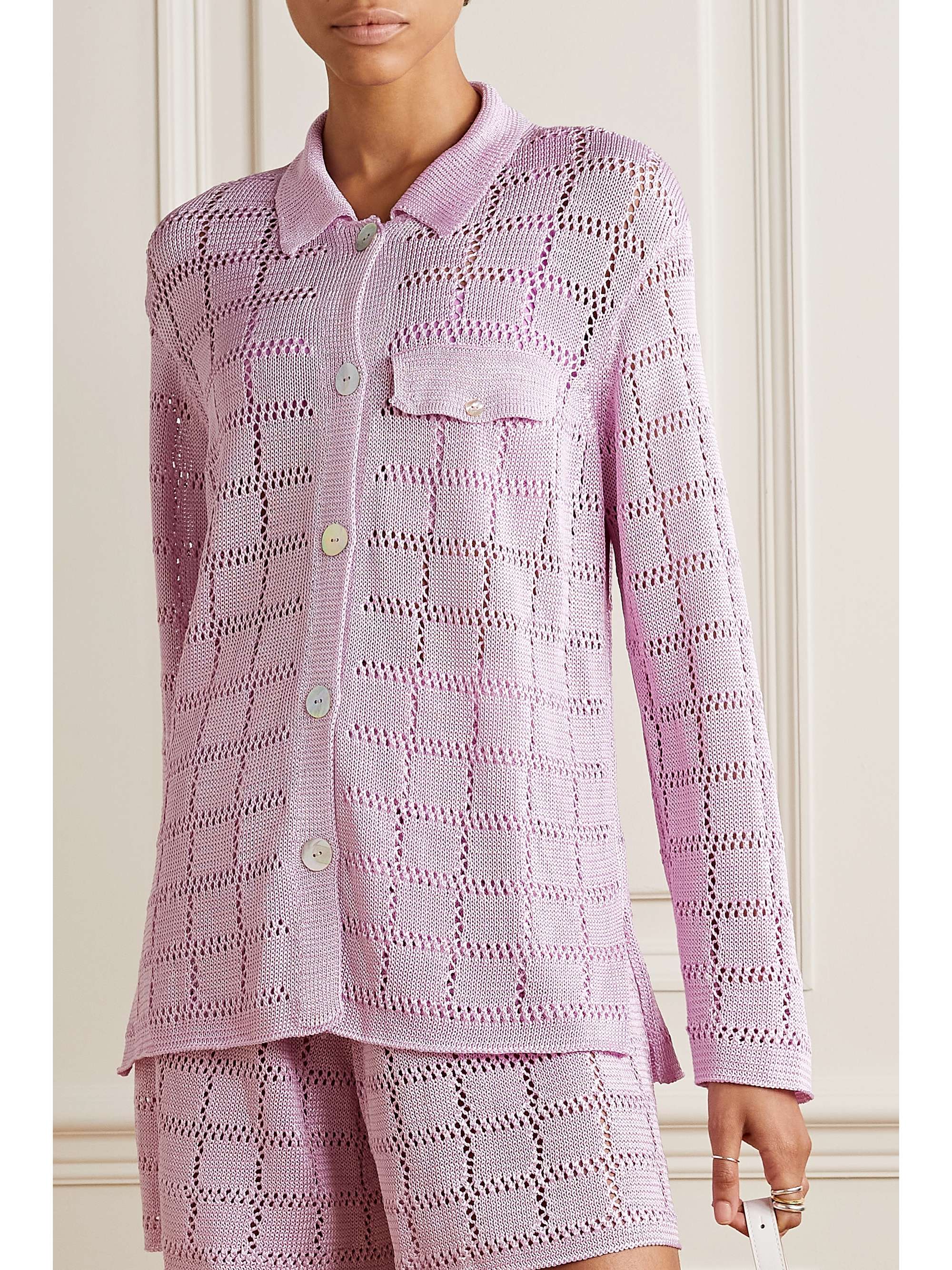 CALLE DEL MAR Pointelle-knit shirt