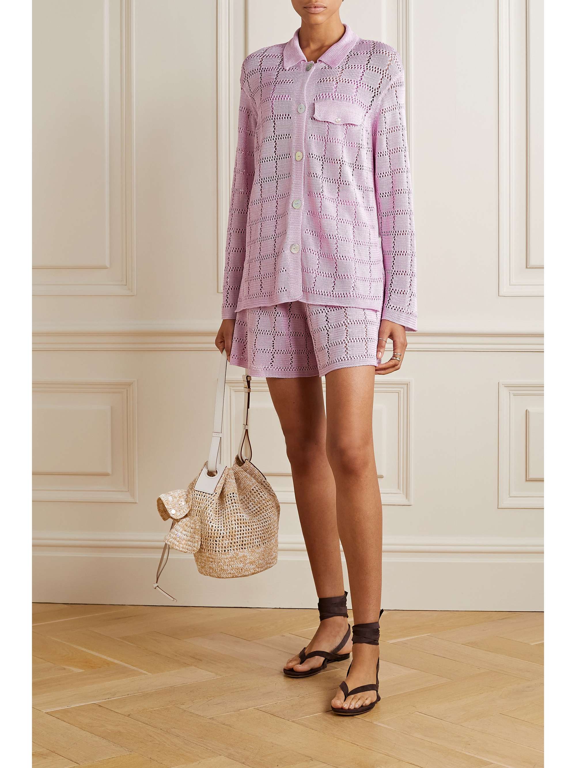 CALLE DEL MAR Pointelle-knit shirt
