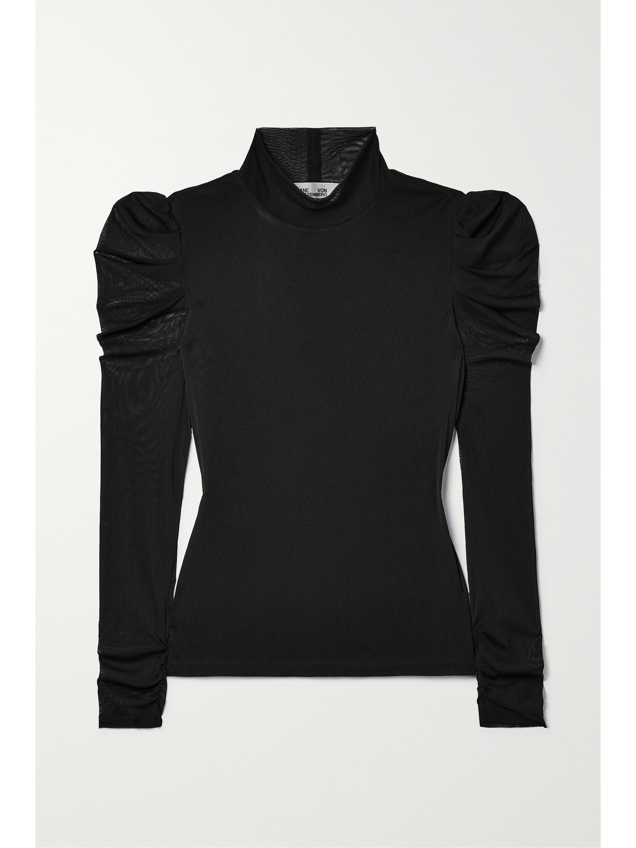 Shop Diane Von Furstenberg Remy Mesh Turtleneck Top In Black