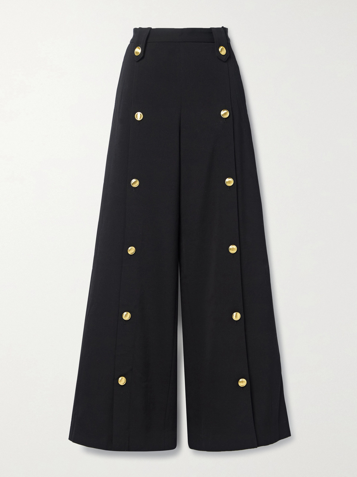 Rosetta Getty Virgin-wool-blend Button-front Wide-leg Pants In Black