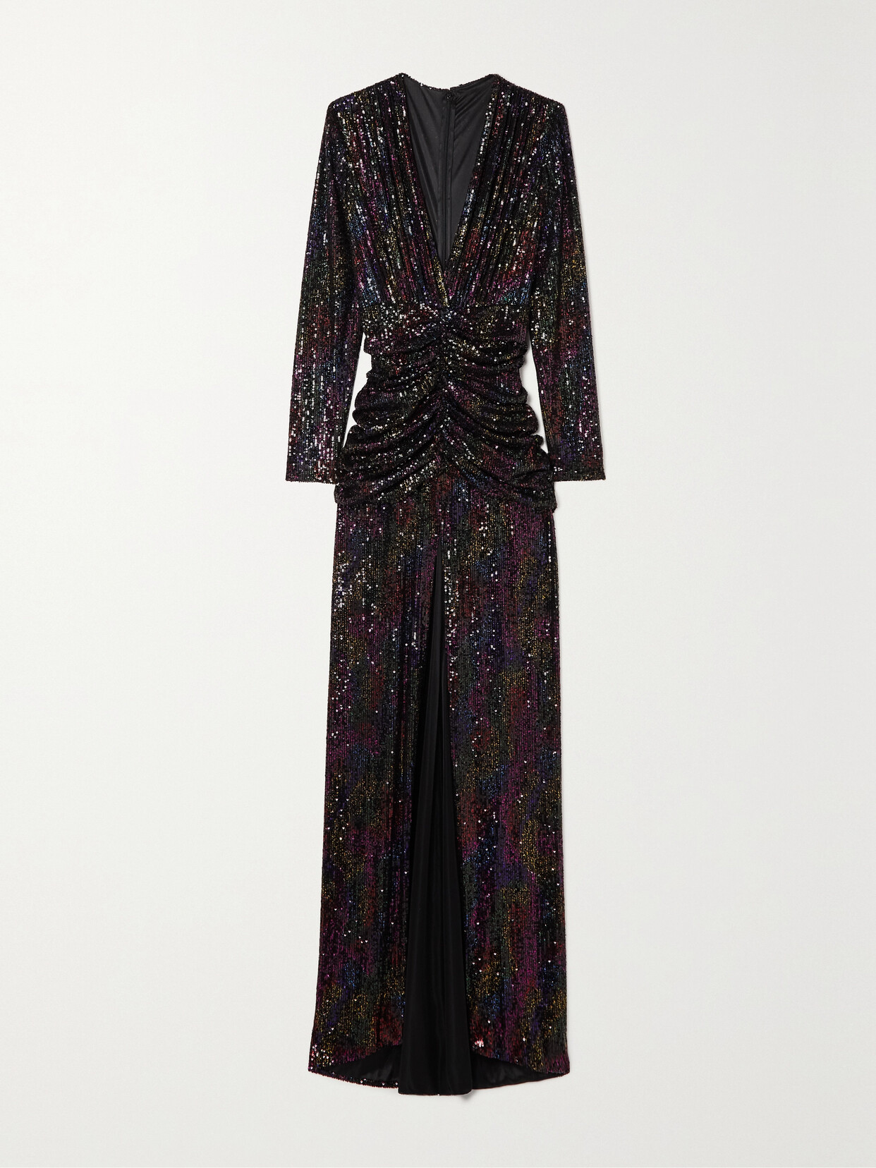 Costarellos Bria Sequined Ruched Stretch-jersey Gown - Black