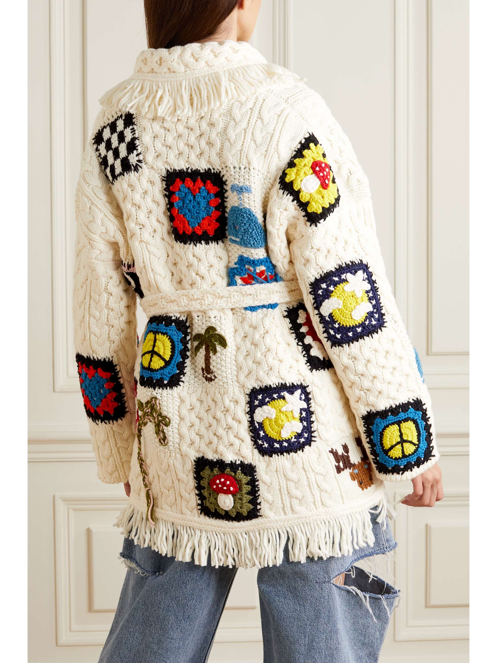 White Northern Vibes belted patchwork 