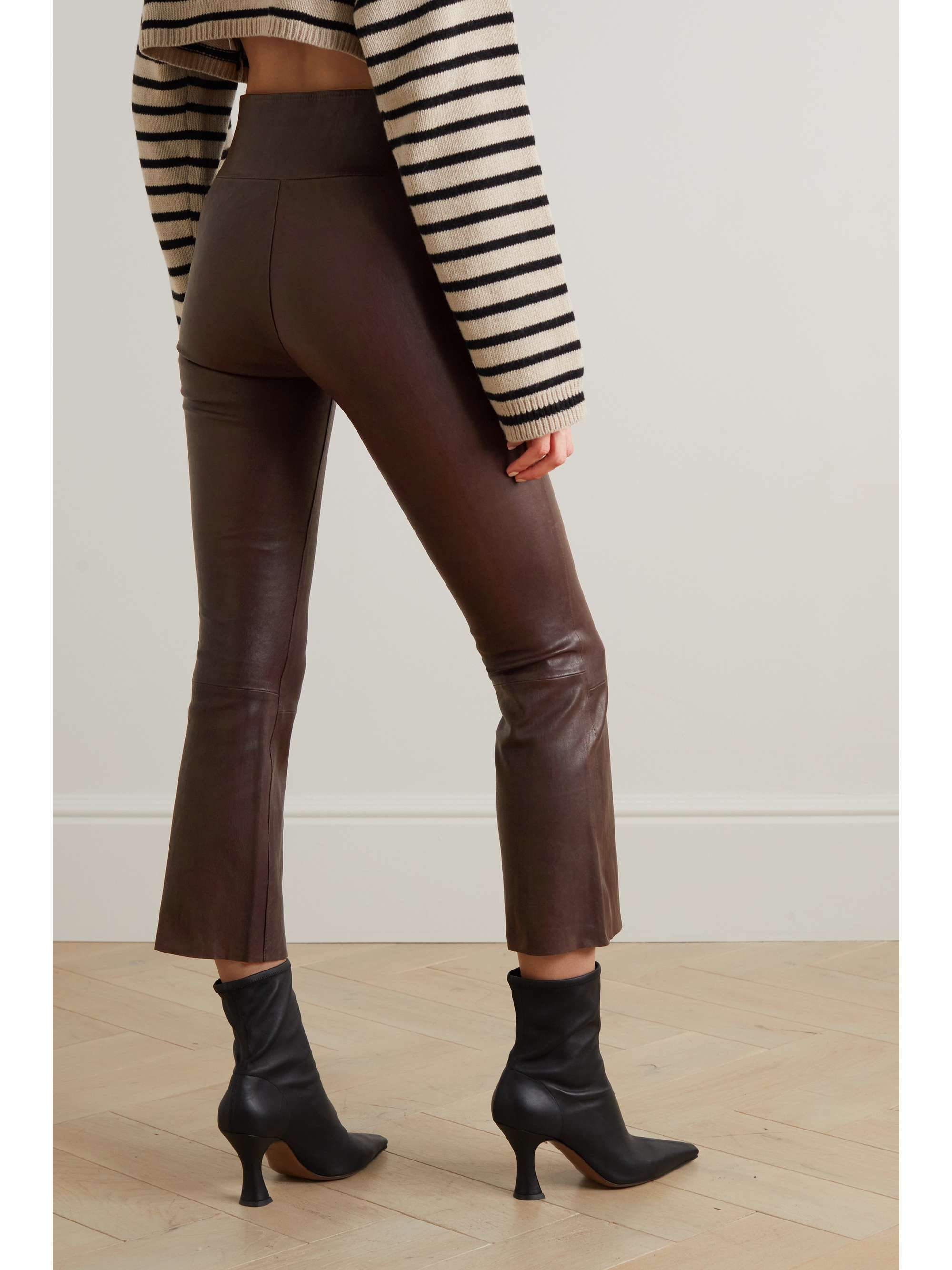 SPRWMN Cropped leather flared leggings NETAPORTER