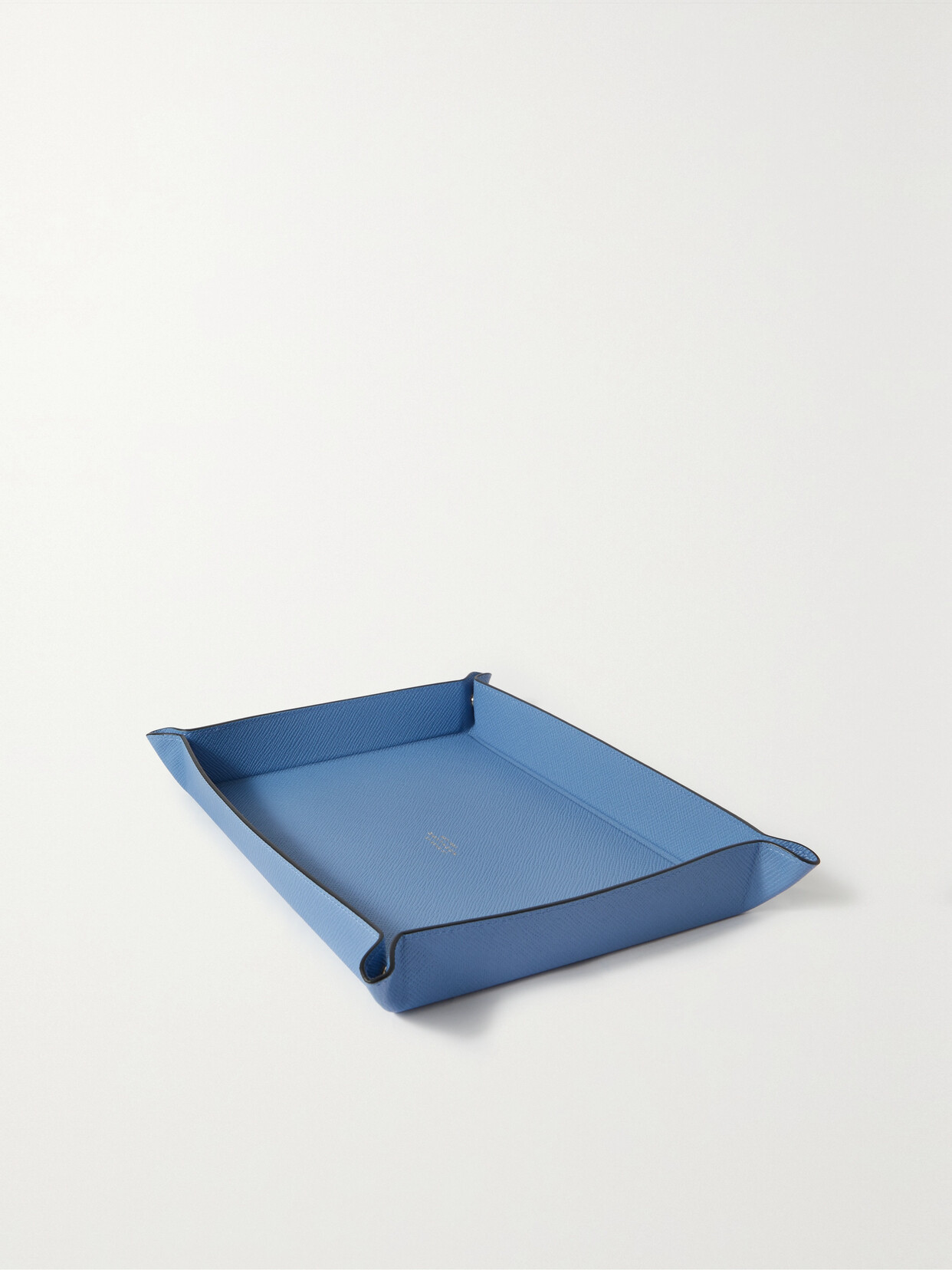 Smythson Panama Large Textured-leather Trinket Tray In Blue