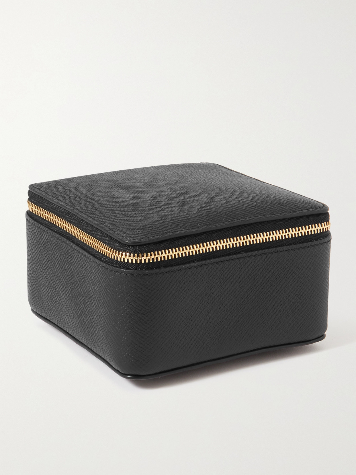 Smythson Panama Textured-leather Jewelry Case In Black