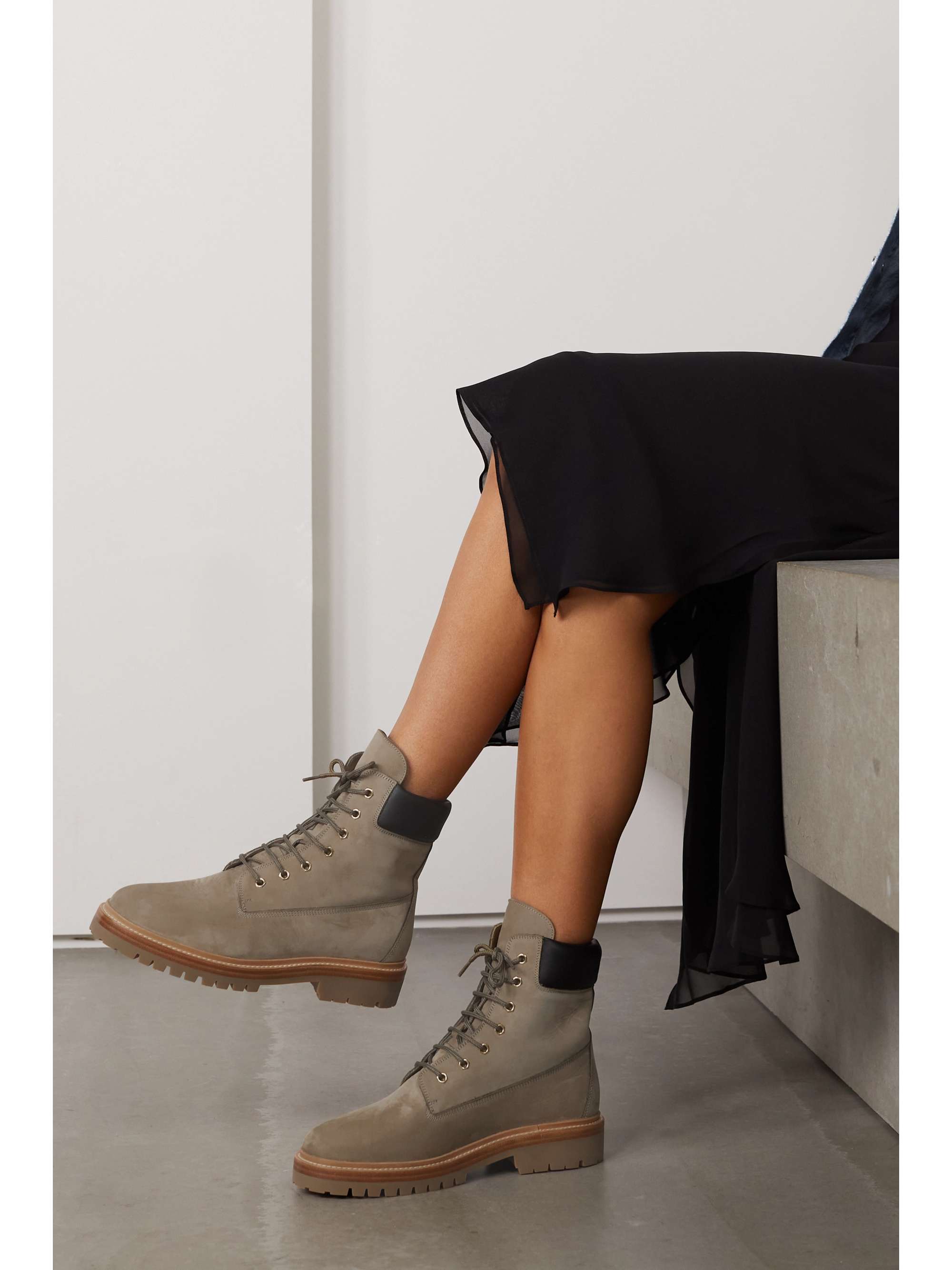 LEGRES Model 50 leather-trimmed nubuck ankle boots