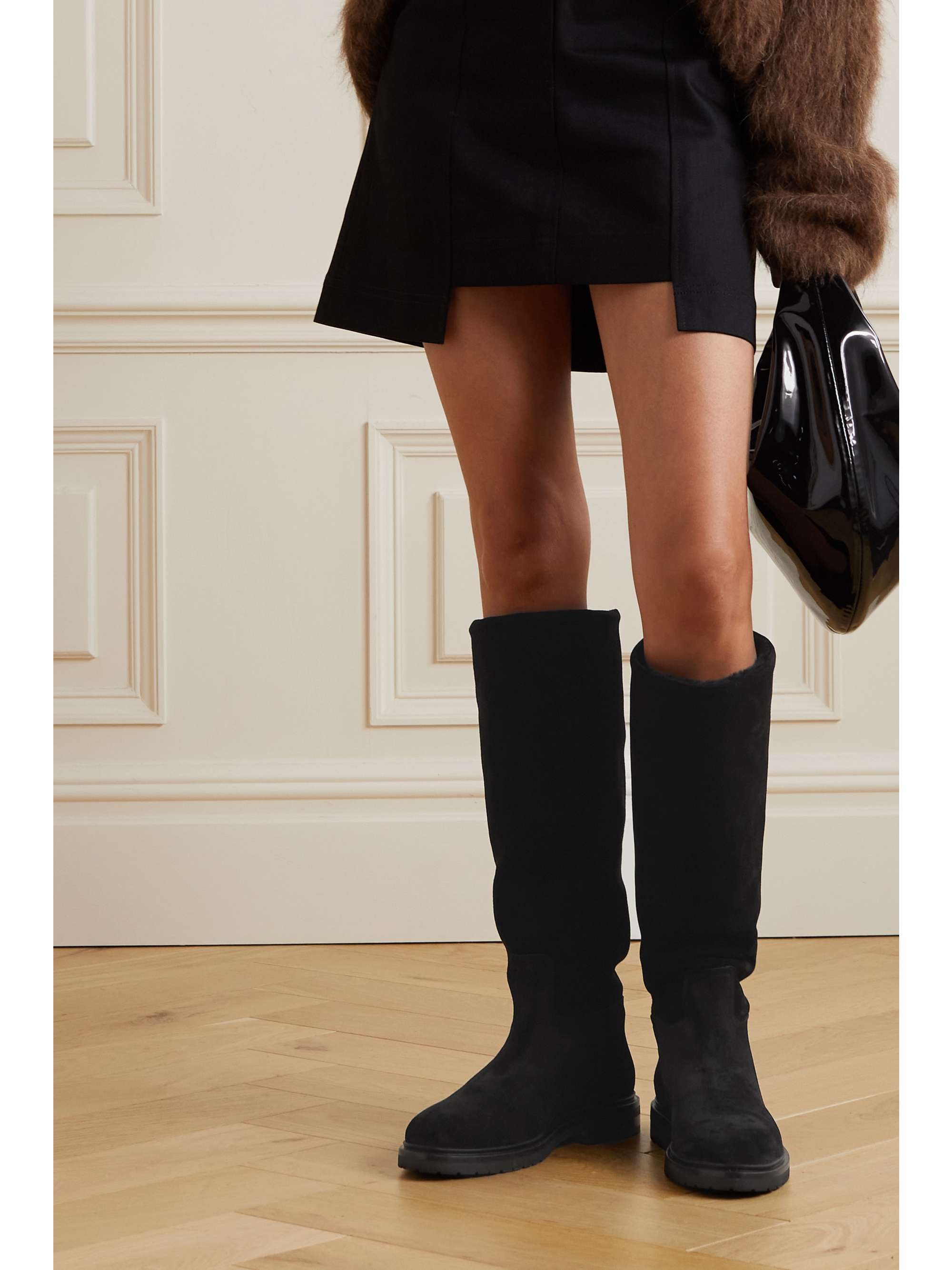 Legres - Shearling-Lined Suede Knee Boots - Black - IT37 - Net A Porter