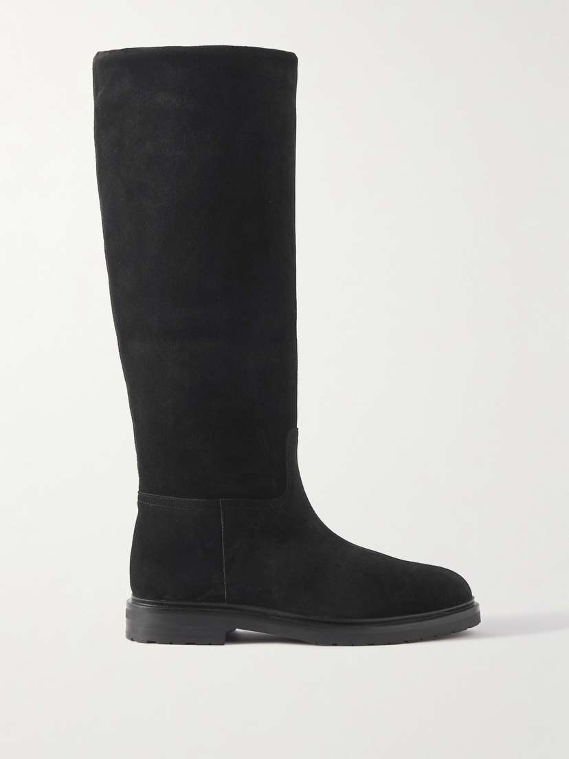 LEGRES Shearling-lined Suede Knee Boots