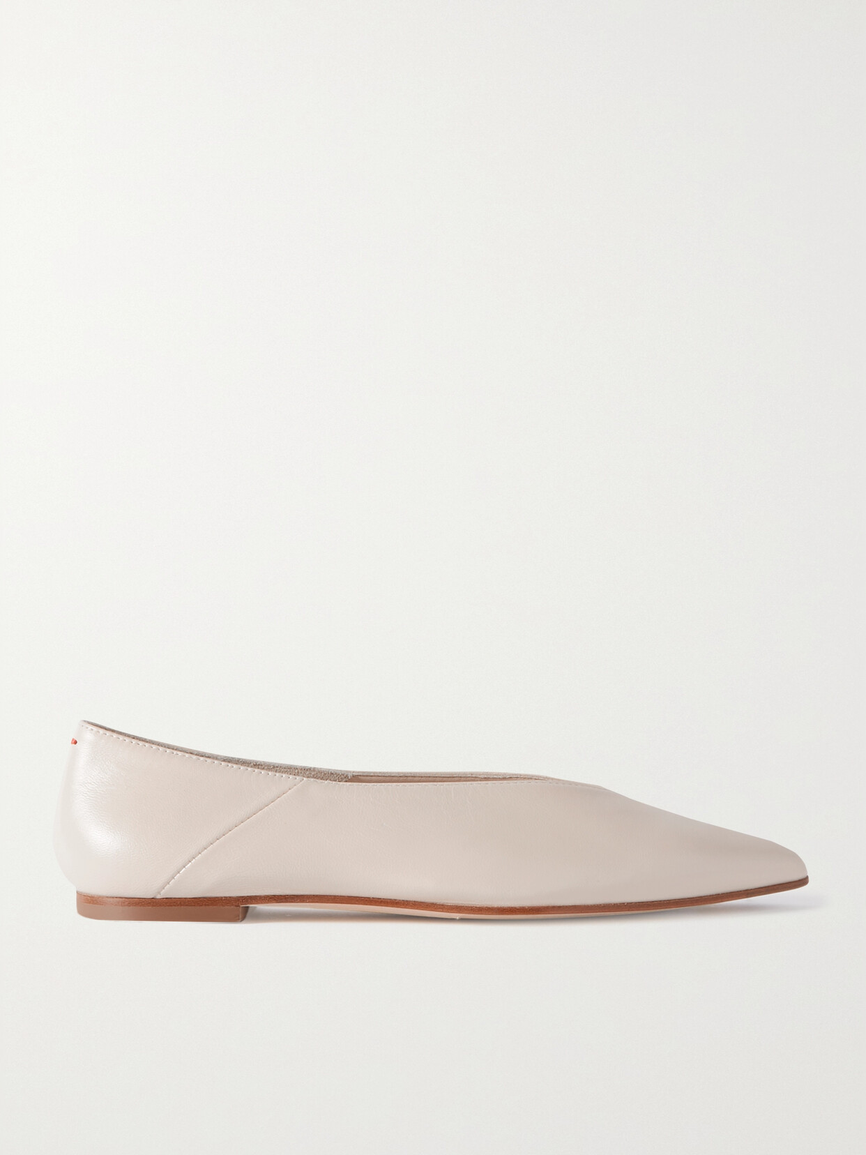 Aeyde Moa Leather Point-toe Flats In Cream