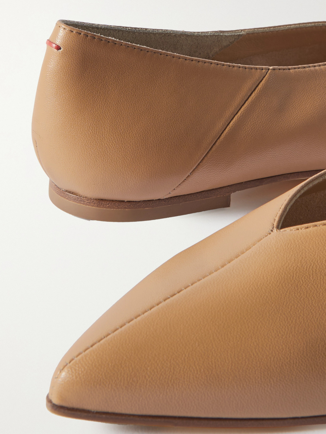 Aeyde Moa Leather Point-toe Flats In Brown