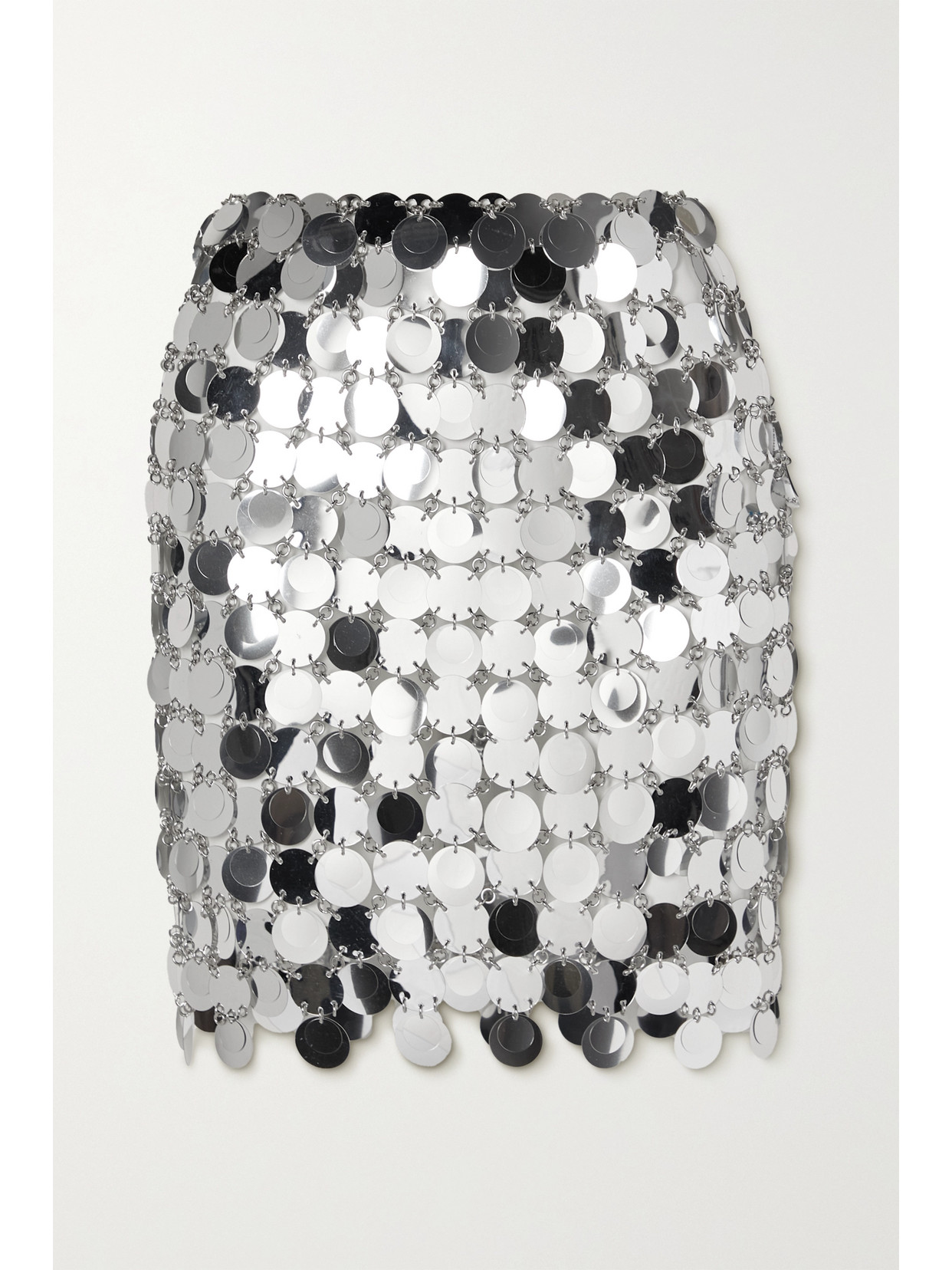 Rabanne Round Sequin Silver Polyester Mini Skirt In Silver