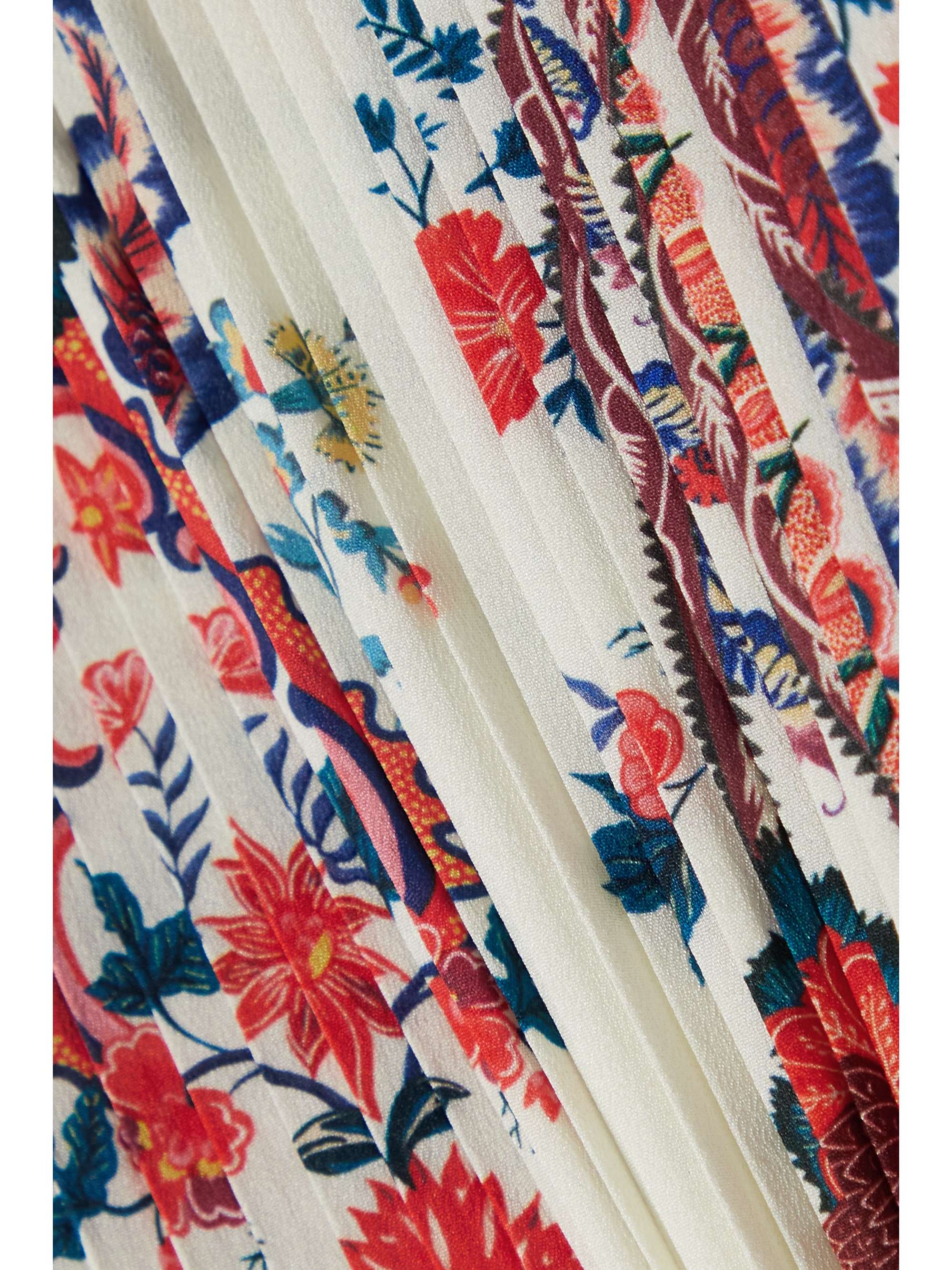 RABANNE Lace-trimmed floral-print plissé-crepe de chine shorts