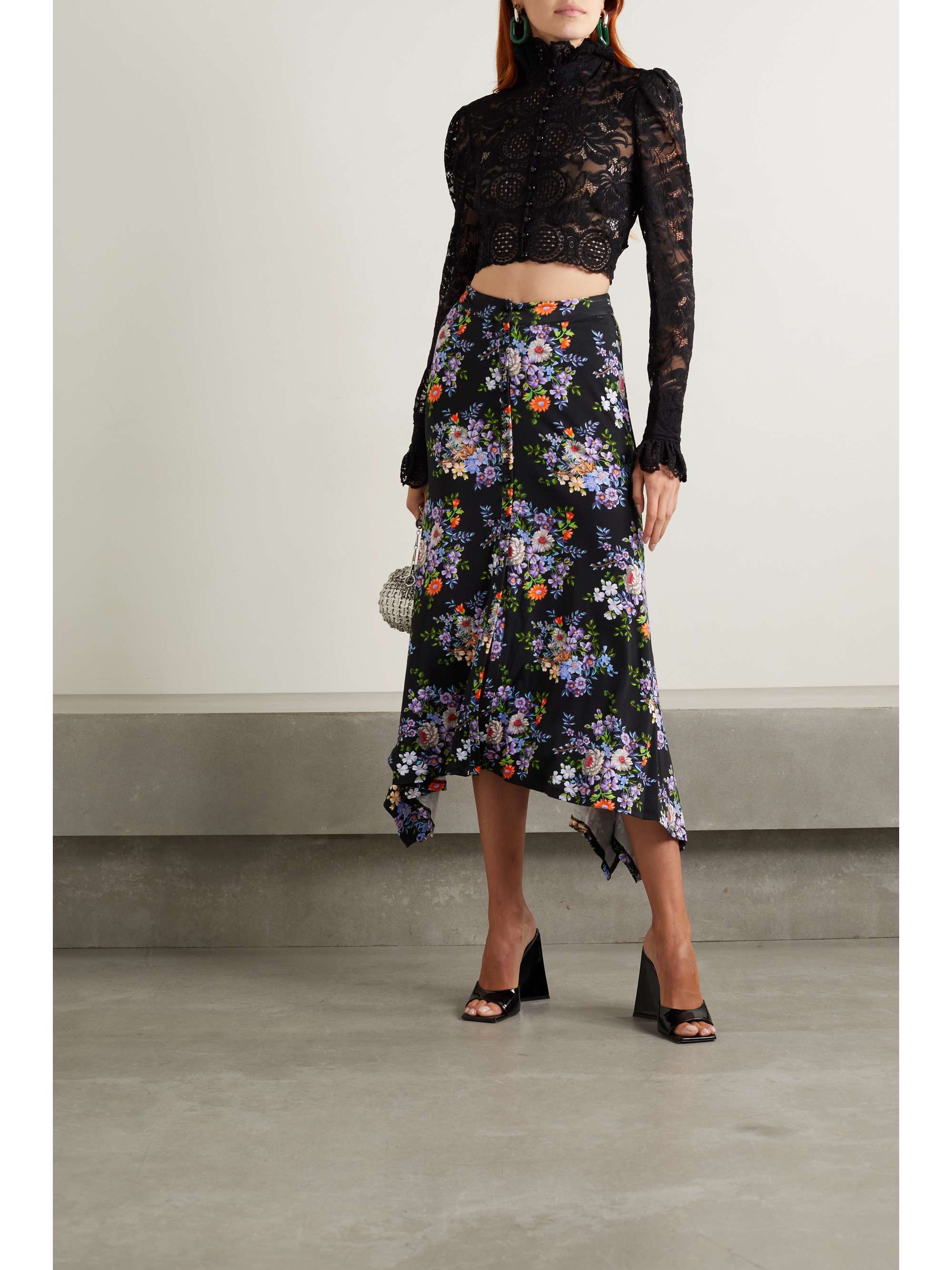PACO RABANNE Floral-print stretch-jersey maxi skirt | NET-A-PORTER