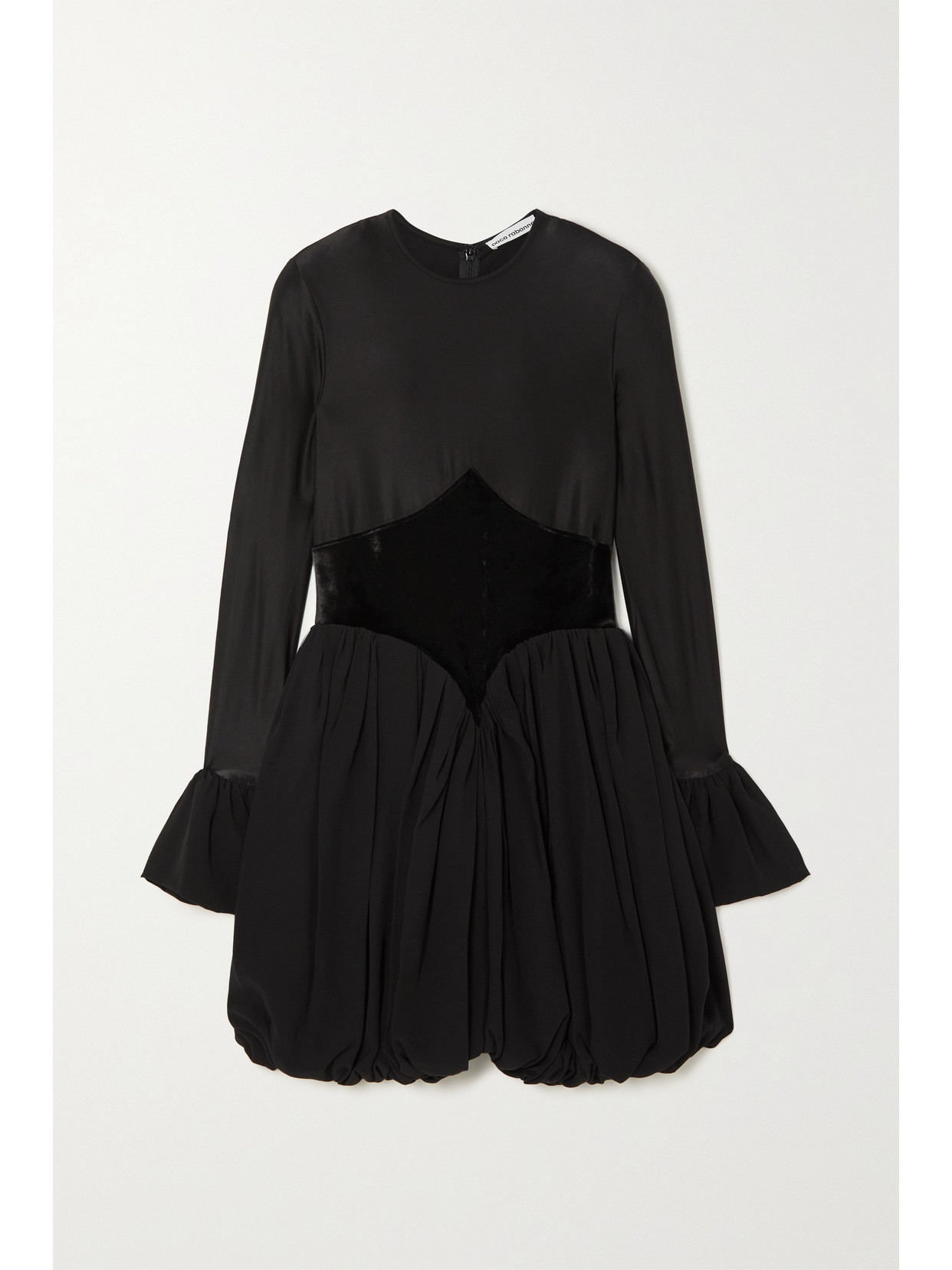 Rabanne Pleated Flared Minidress In Black