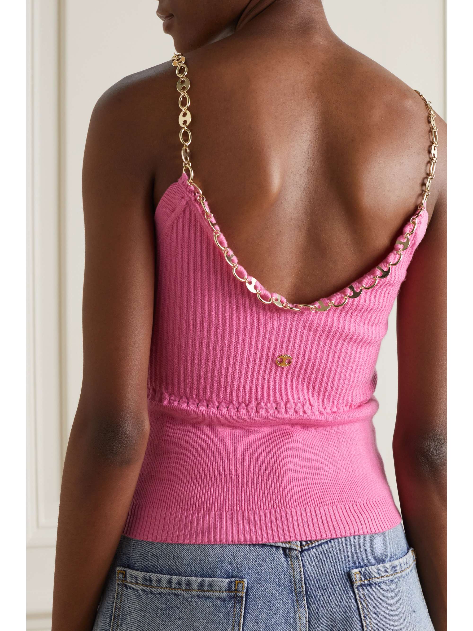 PACO RABANNE Chain-embellished merino wool-blend top | NET-A-PORTER