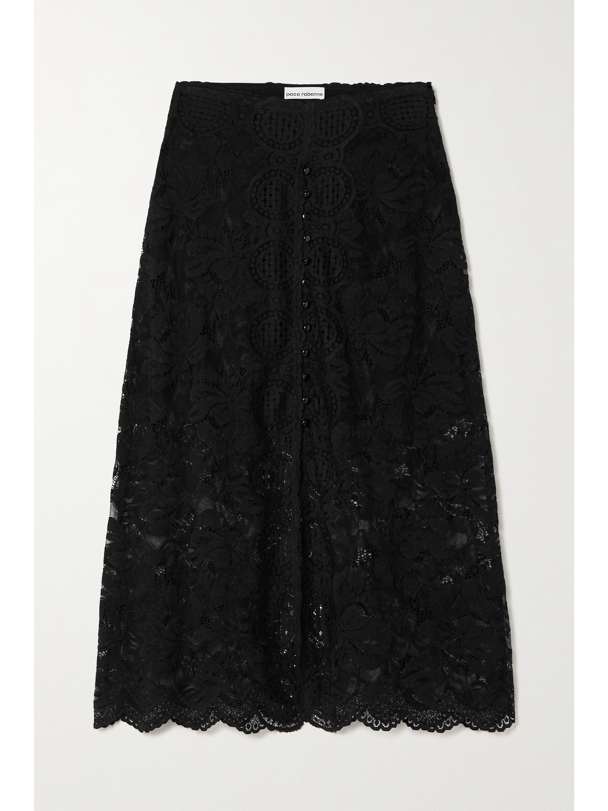 RABANNE SCALLOPED LACE MIDI SKIRT
