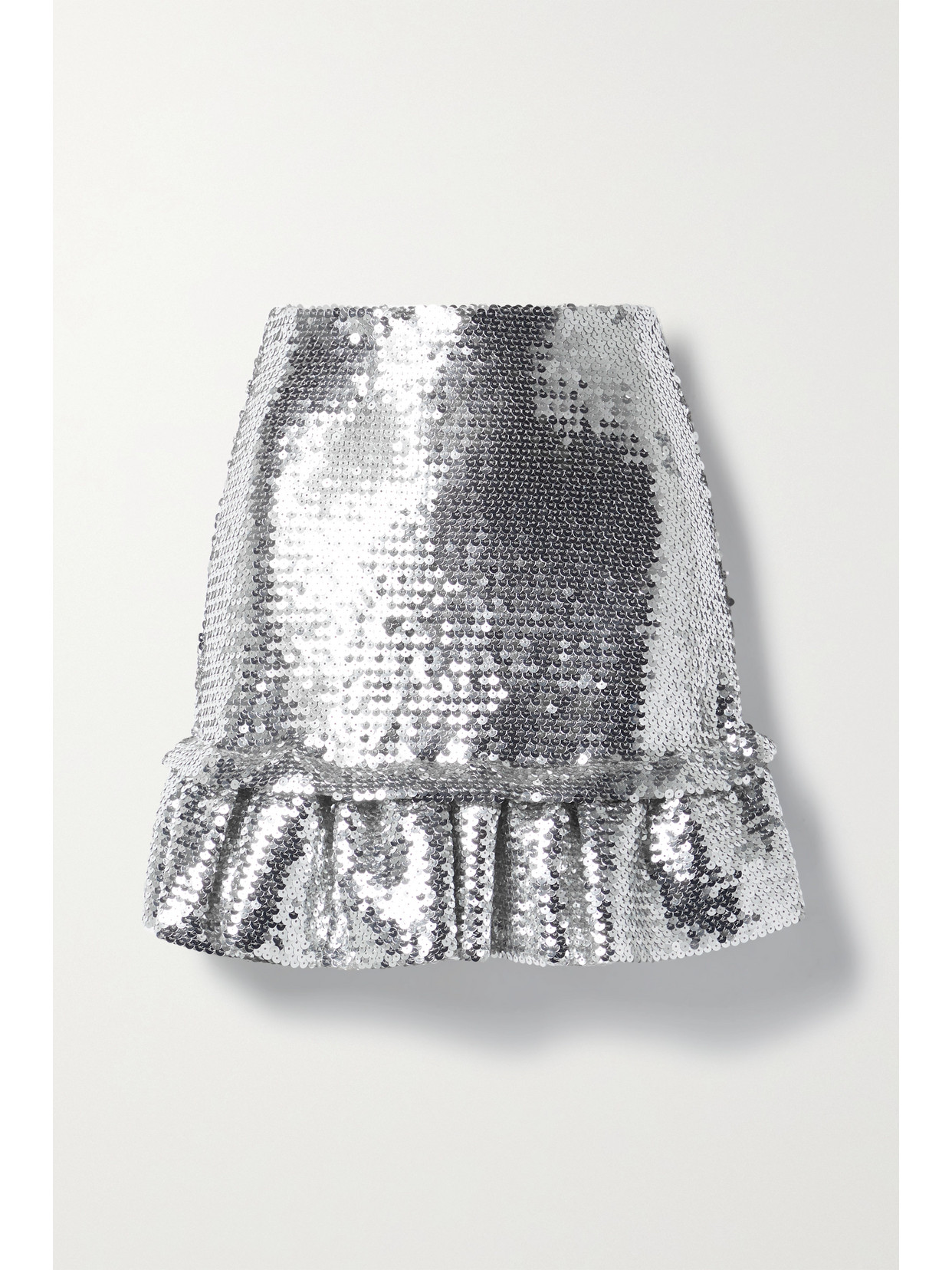 Ruffled Sequined Tulle Mini Skirt