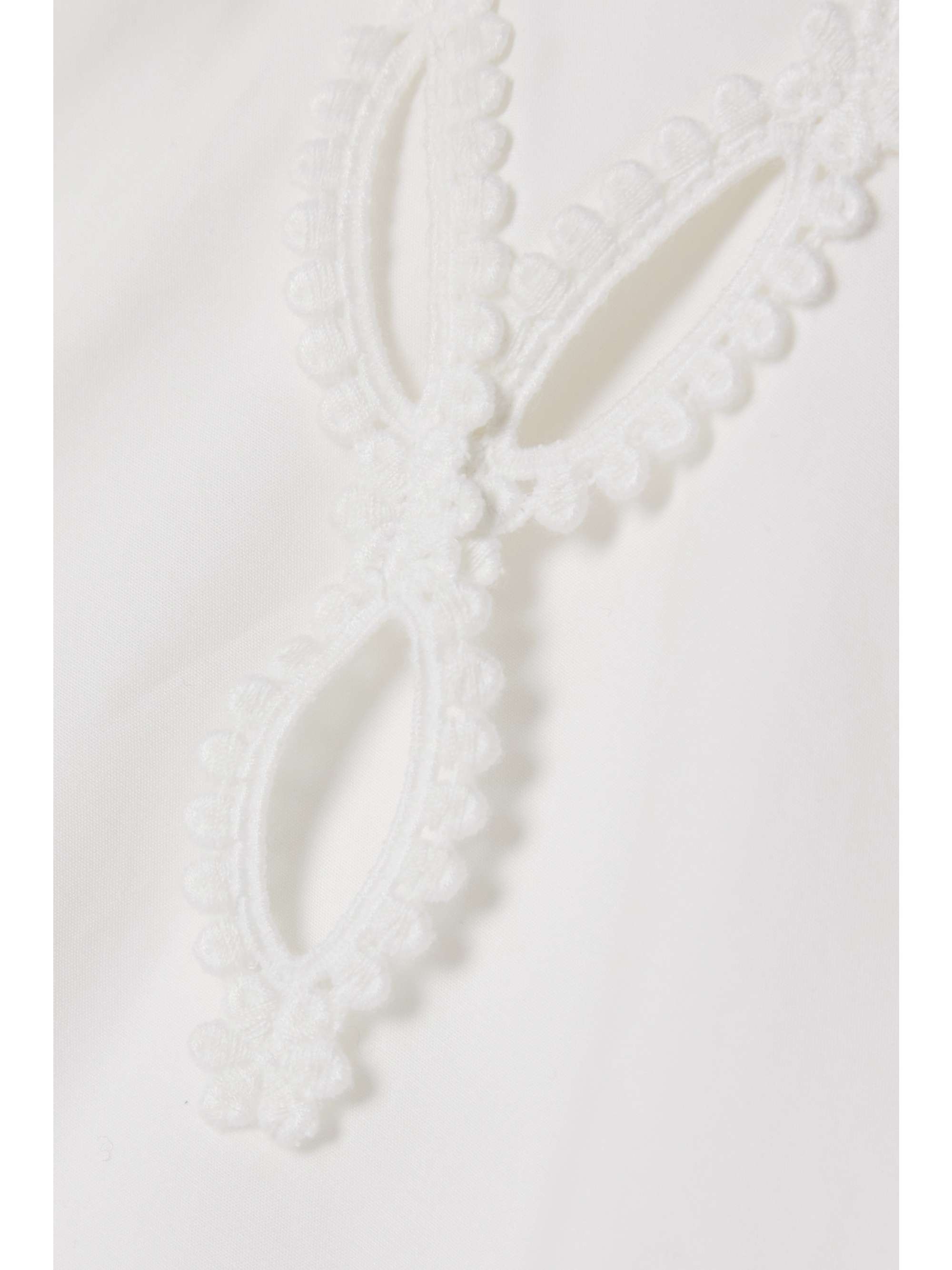 RABANNE Crochet-trimmed scalloped organic cotton-poplin peplum blouse