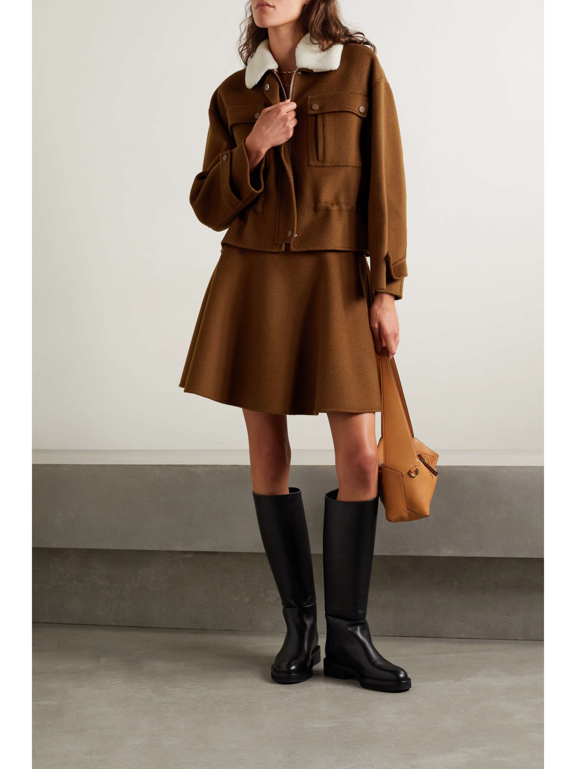 JASON WU Wool and cashmere-blend felt mini skirt