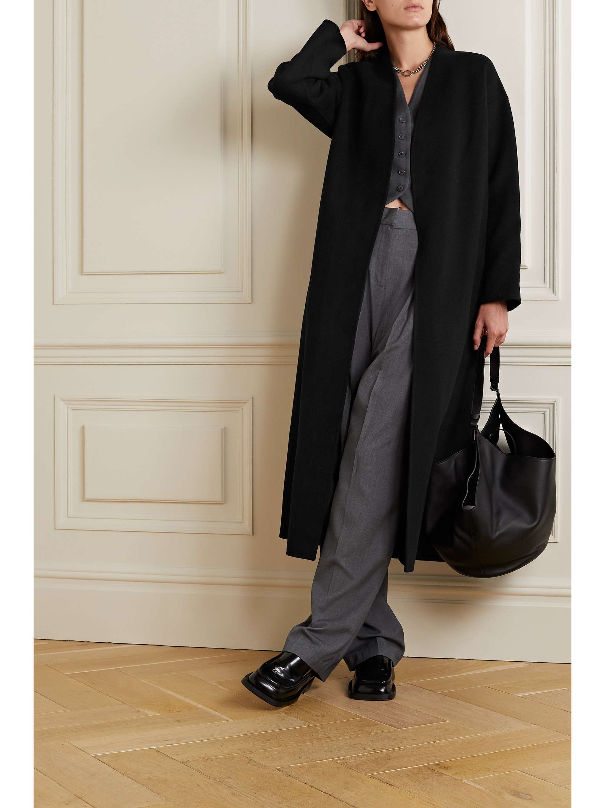 ANINE BING Hunter oversized belted wool and cashmere-blend coat