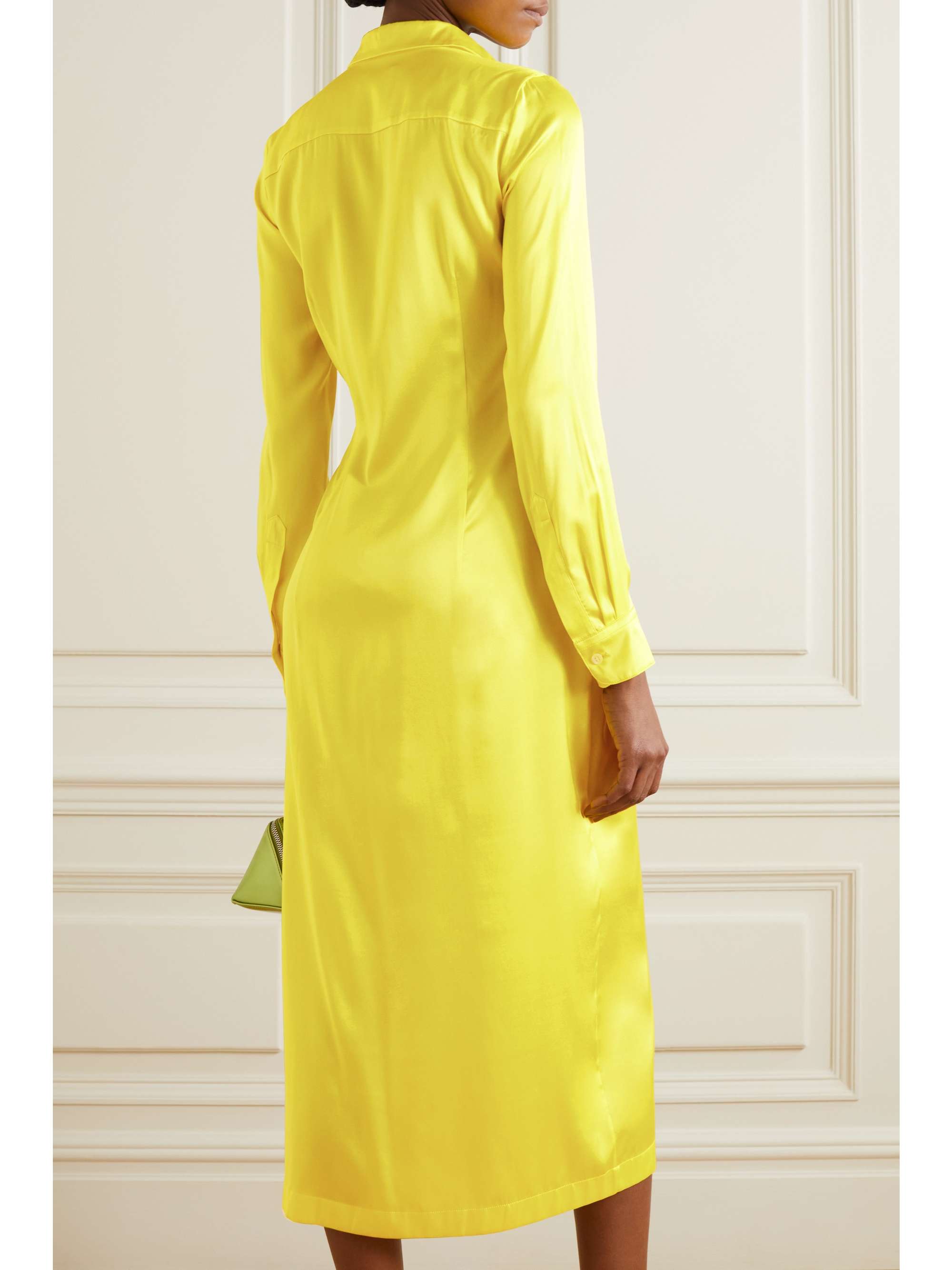DRIES VAN NOTEN Stretch-silk satin shirt dress