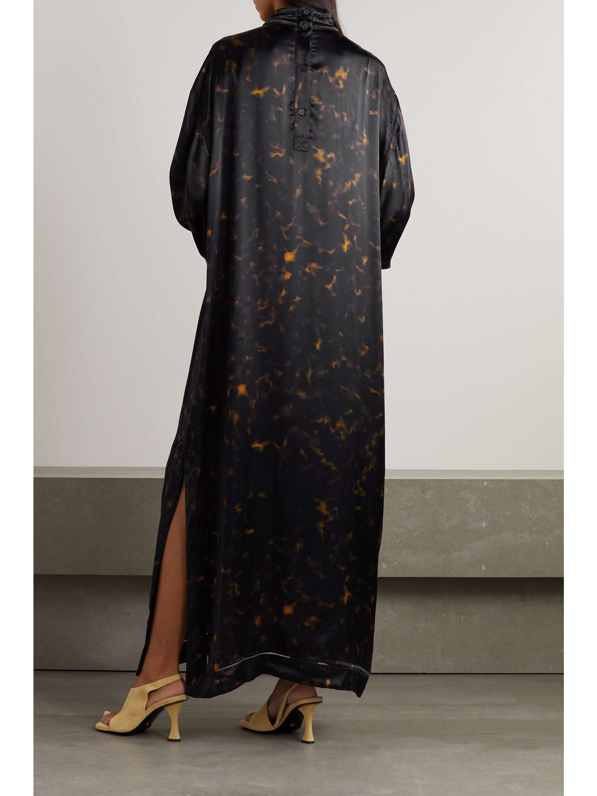 DRIES VAN NOTEN Printed satin maxi dress