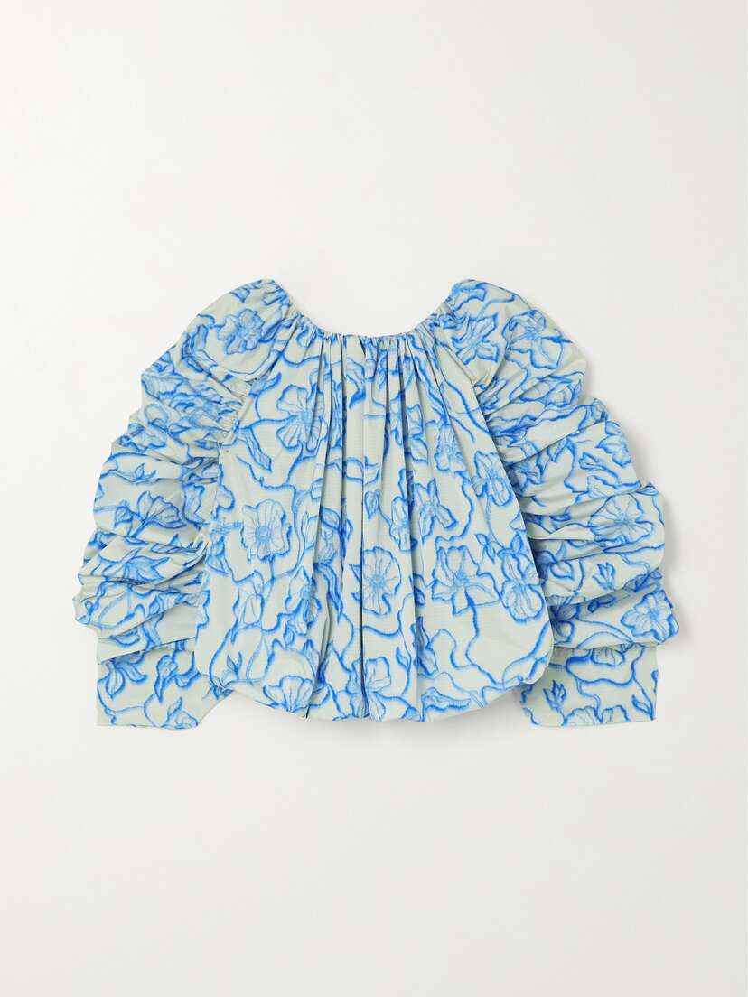 Dries Van Noten Gathered Floral-print Cloqué Blouse