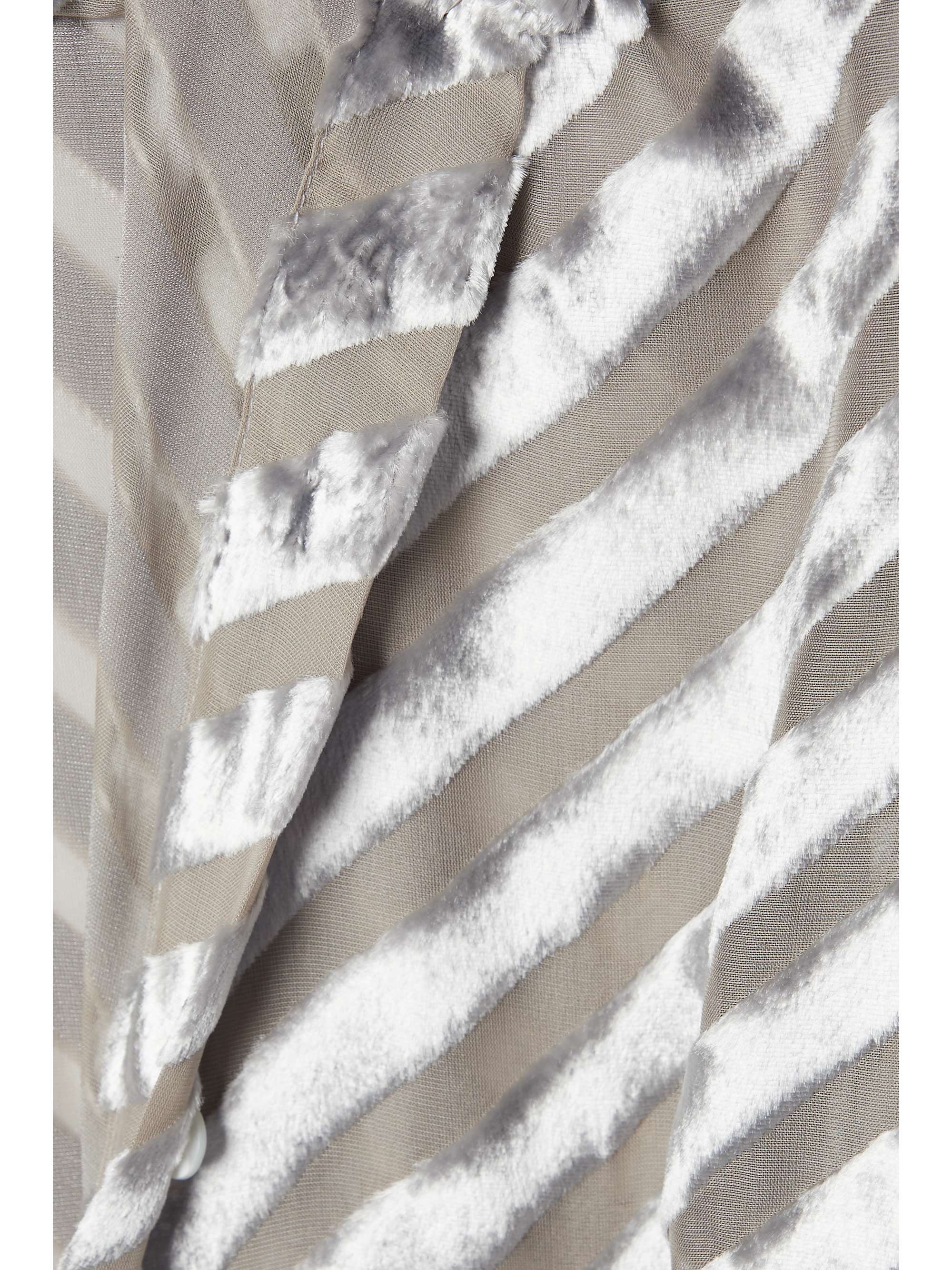 DRIES VAN NOTEN 颈部系带烧花天鹅绒超长连衣裙