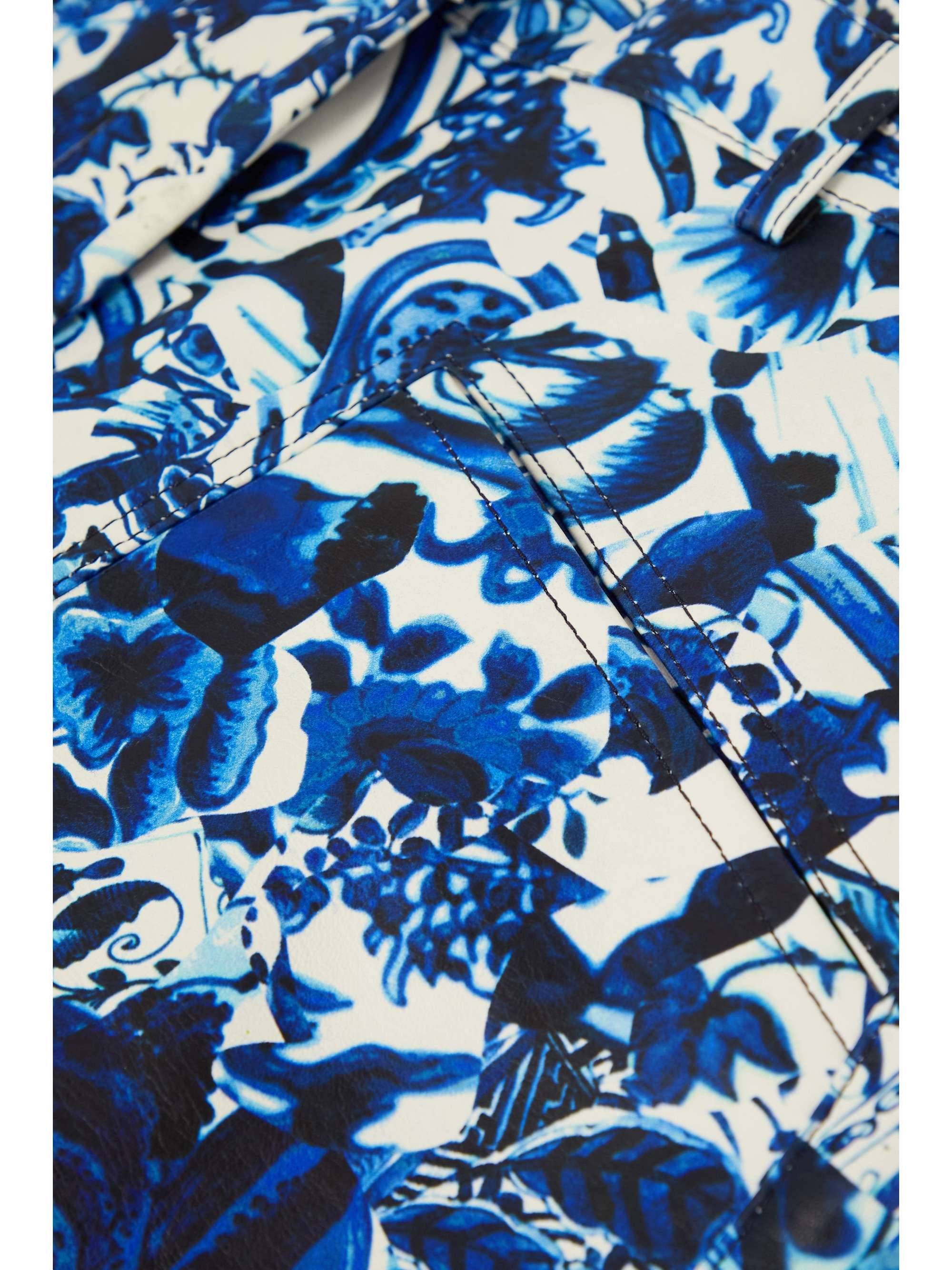 DRIES VAN NOTEN Floral-print leather tapered pants