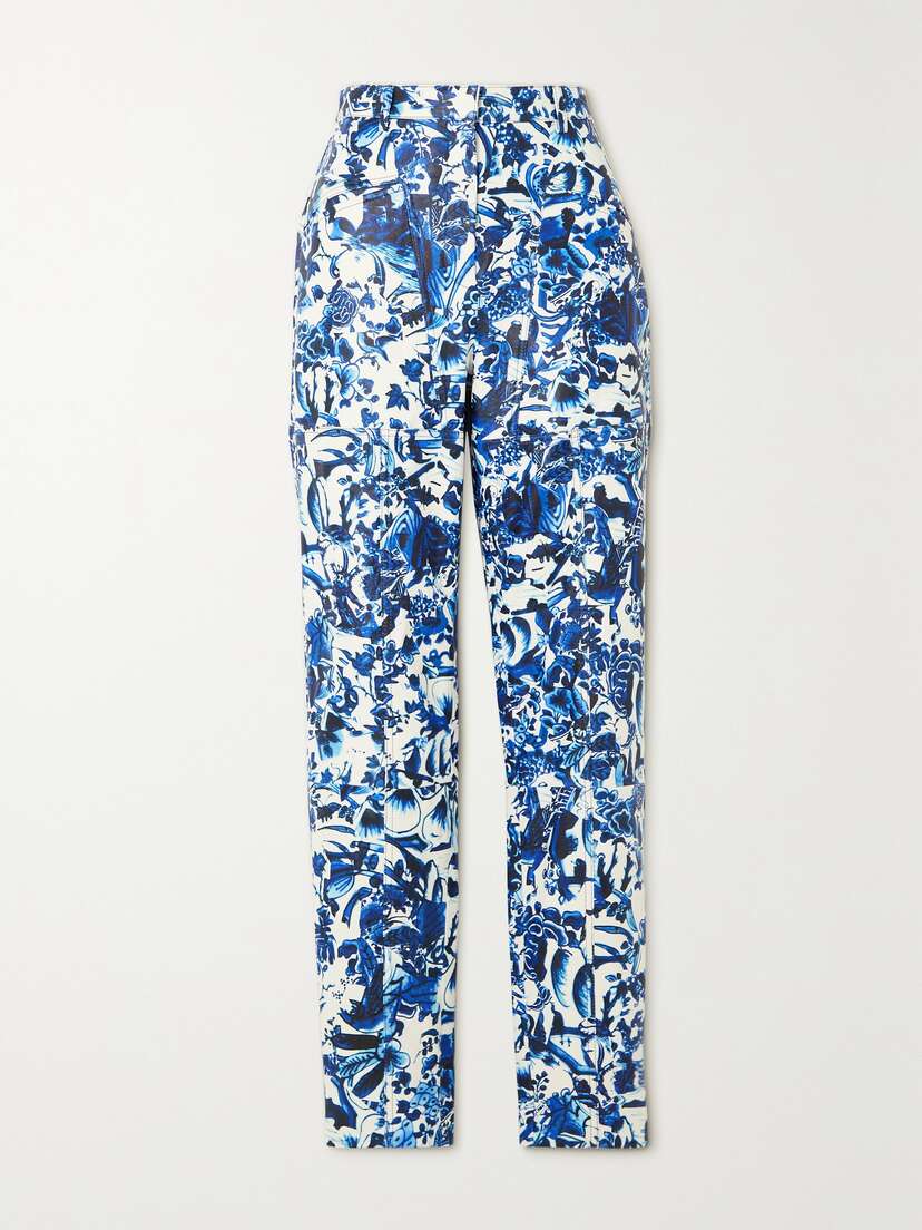 Dries Van Noten Floral-print Leather Tapered Pants